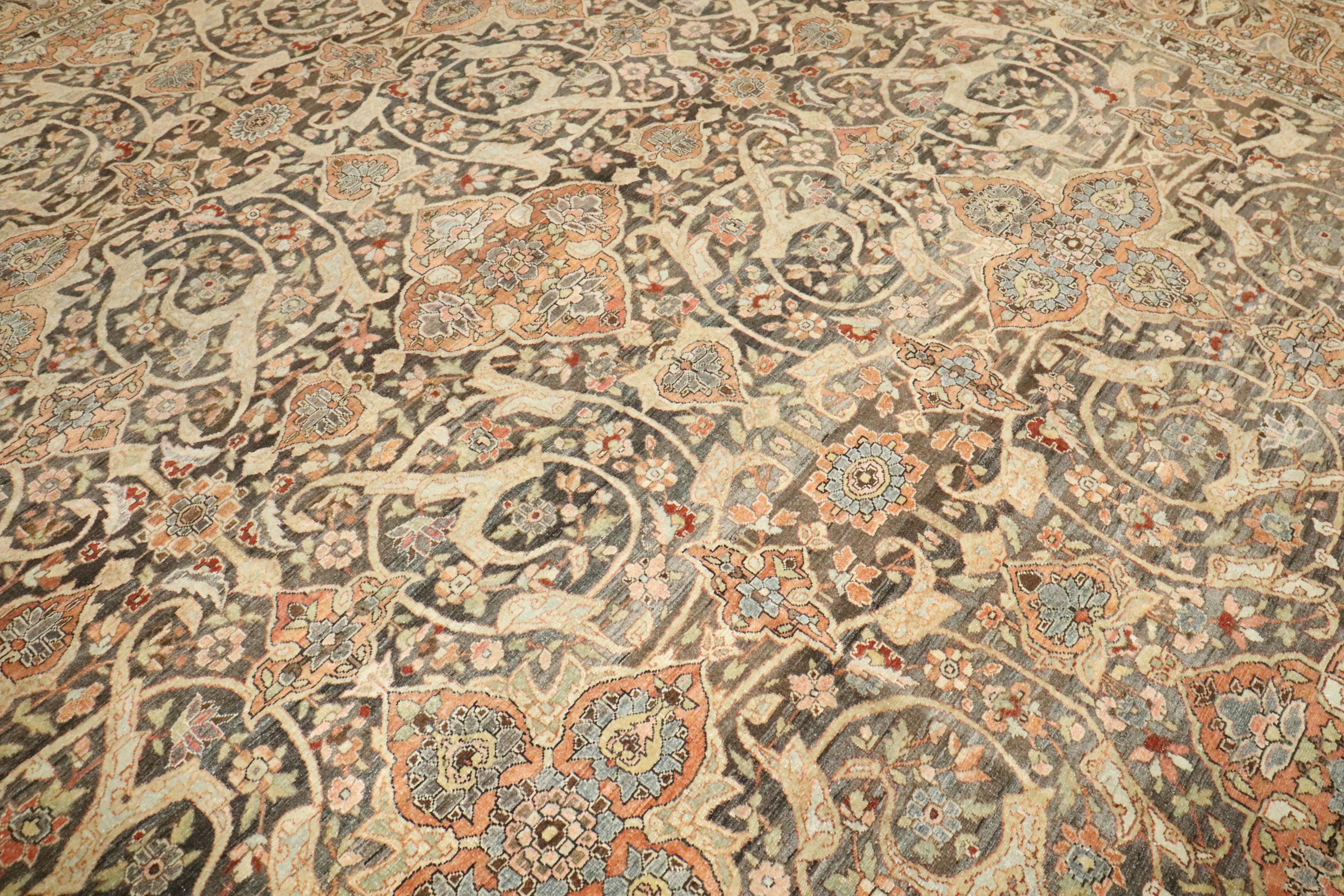 Zabihi Collection Antique Persian Large Brown Joshegan Rug (20. Jahrhundert) im Angebot