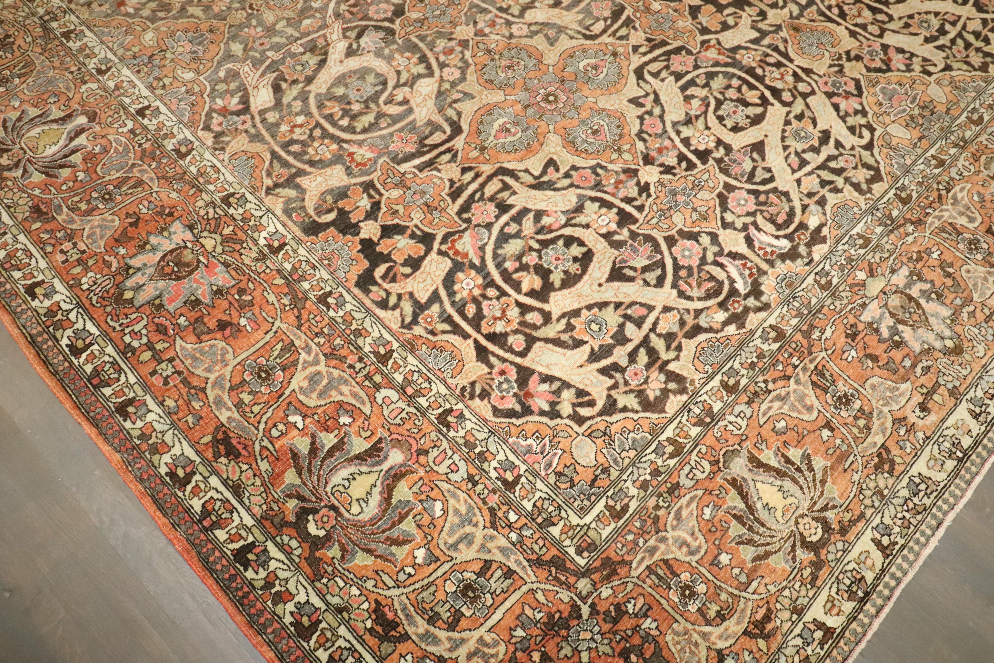 Zabihi Collection Antique Persian Large Brown Joshegan Rug im Angebot 1