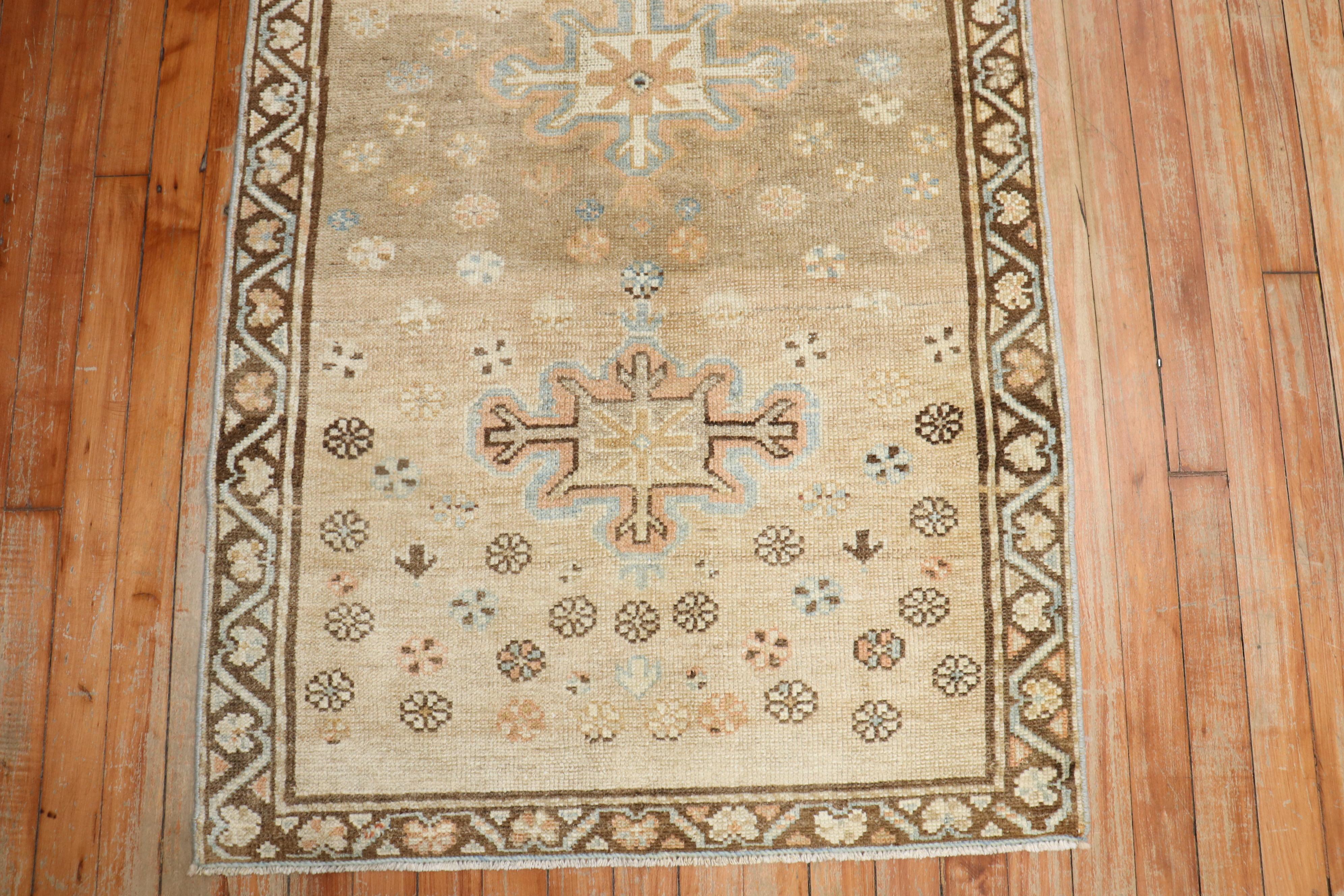 Zabihi Collection Antique Persian Light Brown Scatter Rug In Good Condition For Sale In New York, NY
