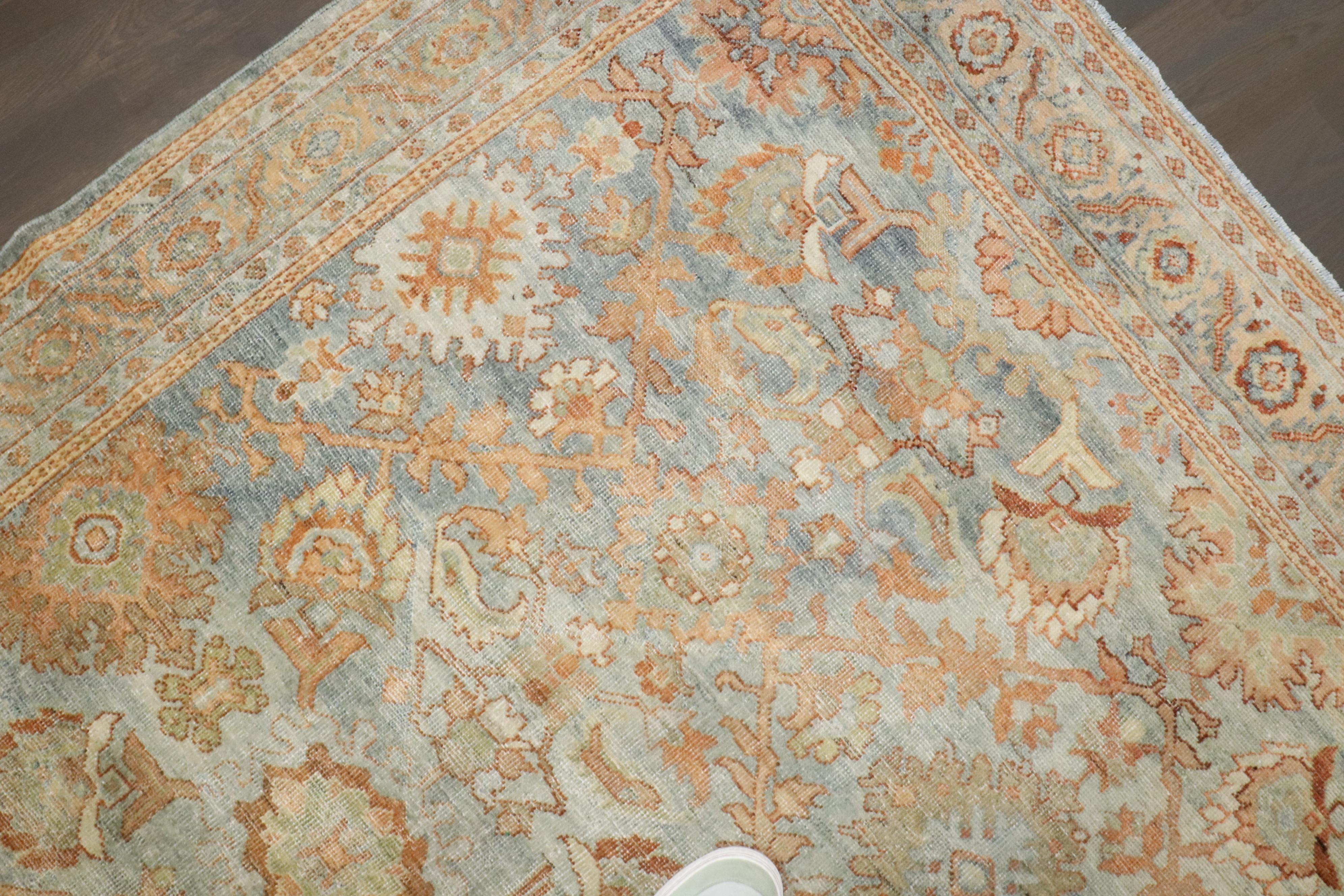 Tissé à la main Tapis persan ancien Mahal bleu clair de la collection Zabihi en vente