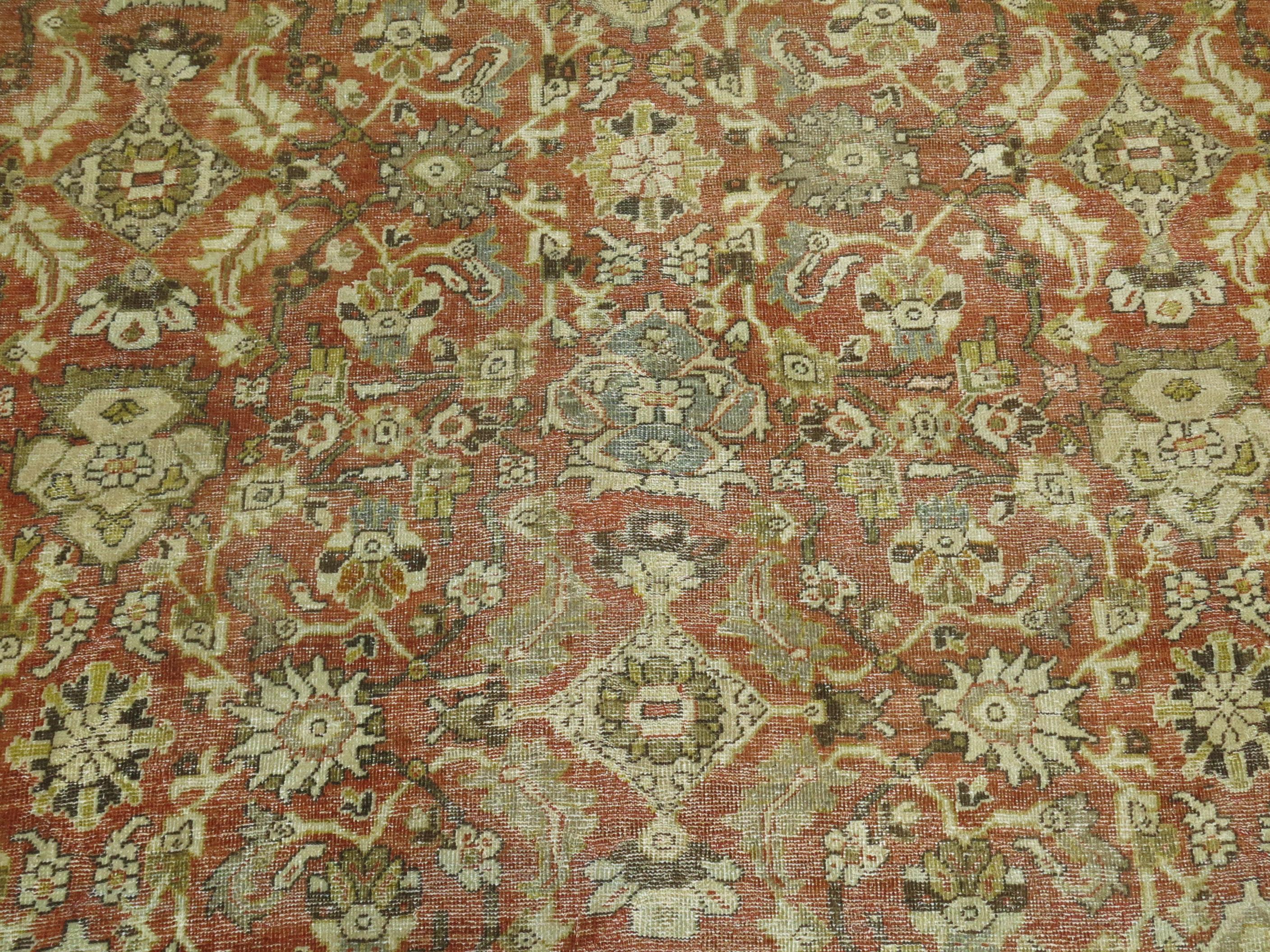 Other Zabihi Collection Antique Persian Mahal Room Size Rustic Rug For Sale