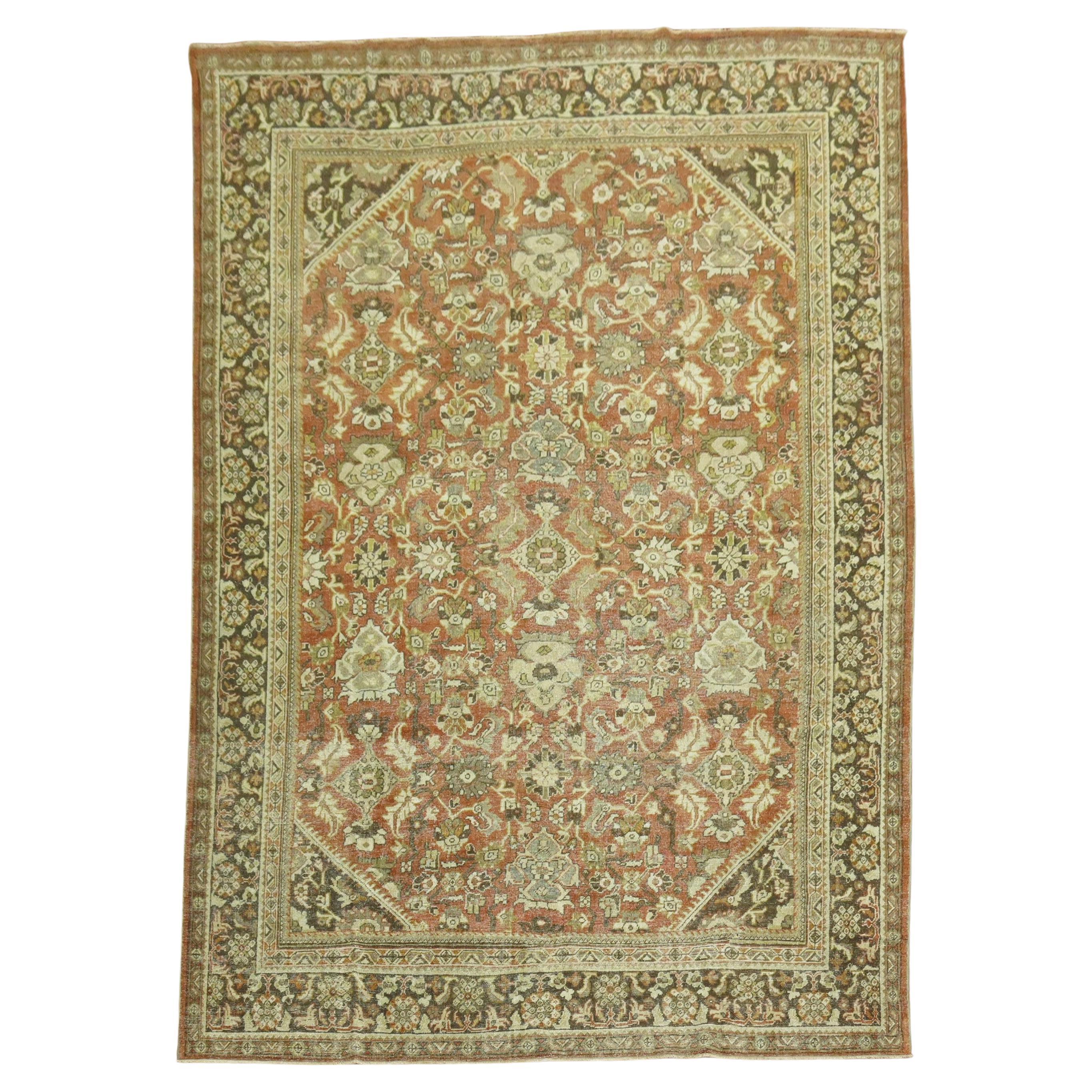 Zabihi Collection Antique Persian Mahal Room Size Rustic Rug For Sale