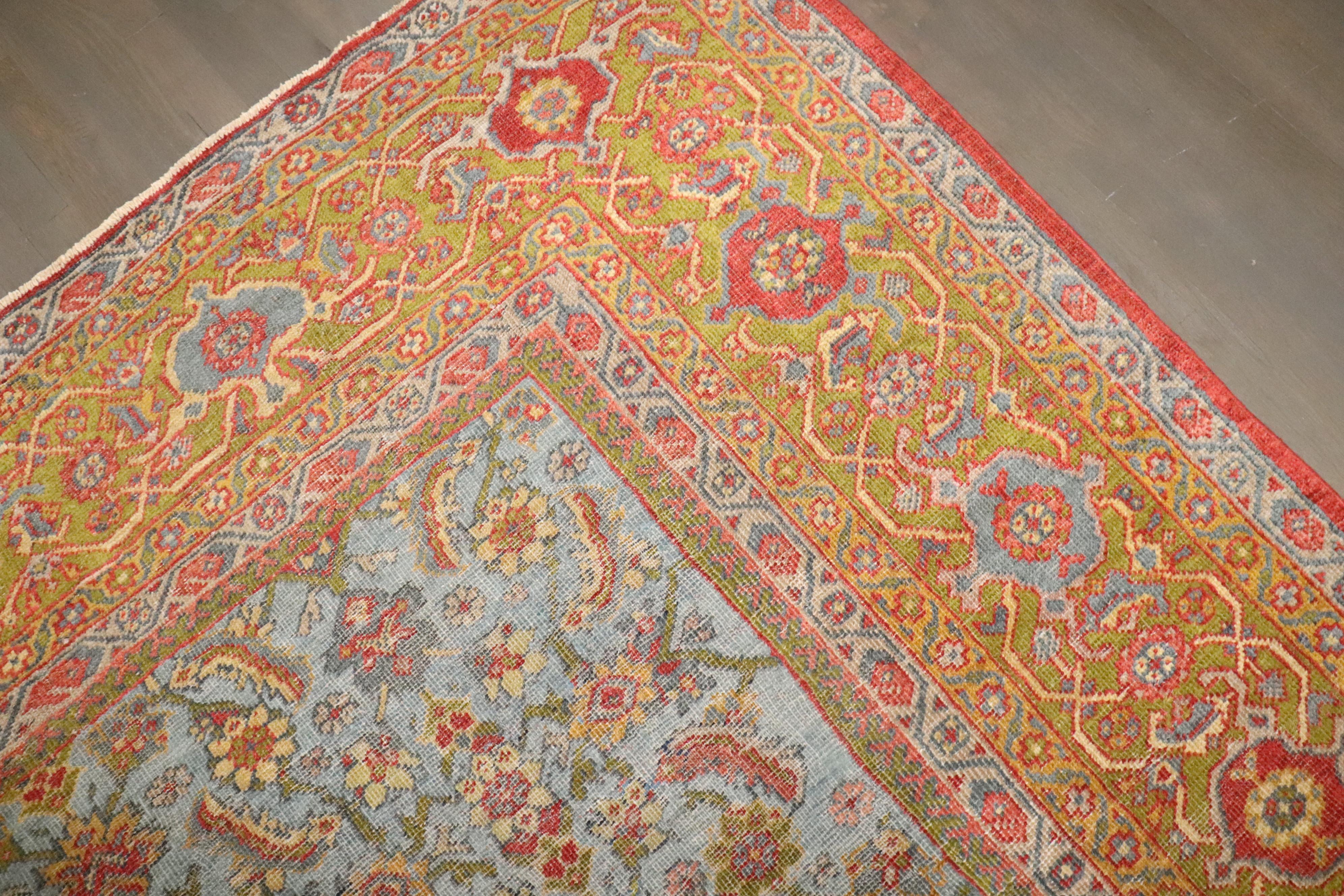 Tapis persan Mahal du début du 20e siècle avec un champ bleu ciel

Détails
rug no.	j4619
taille	7' 8