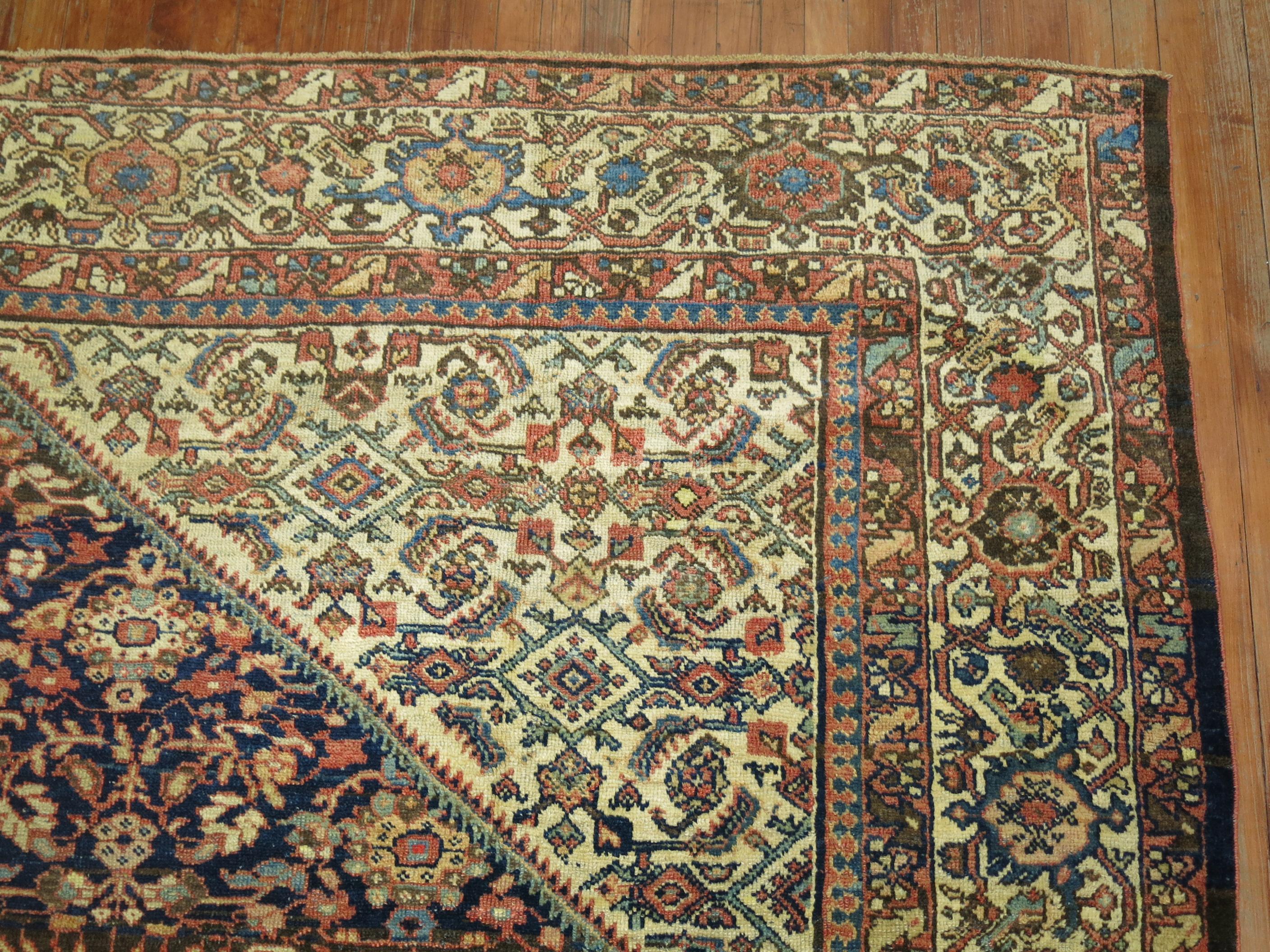 Zabihi Collection Antique Persian Mahal Rug In Good Condition For Sale In New York, NY