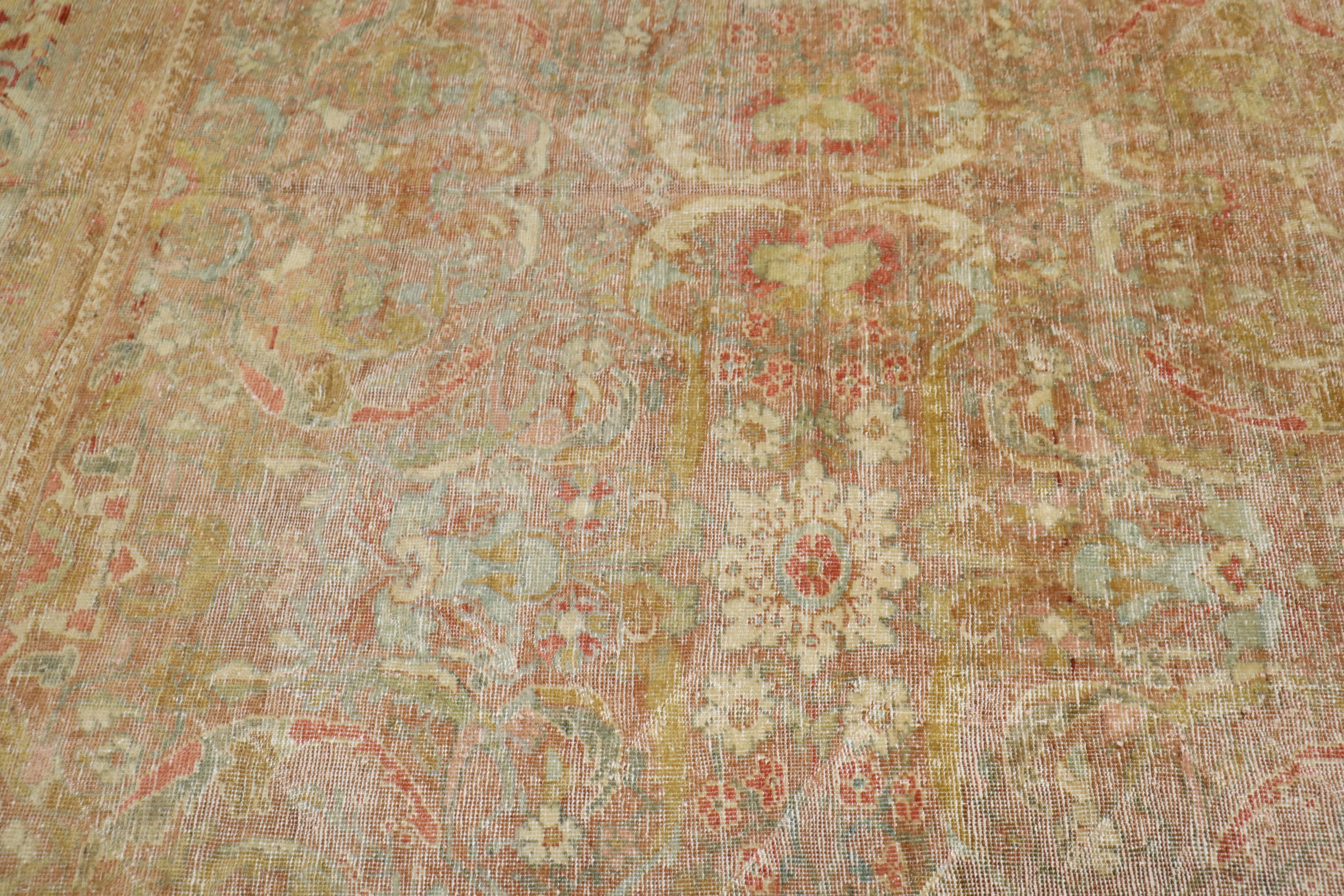 Zabihi Collection Antique Persian Mahal Rug In Distressed Condition For Sale In New York, NY