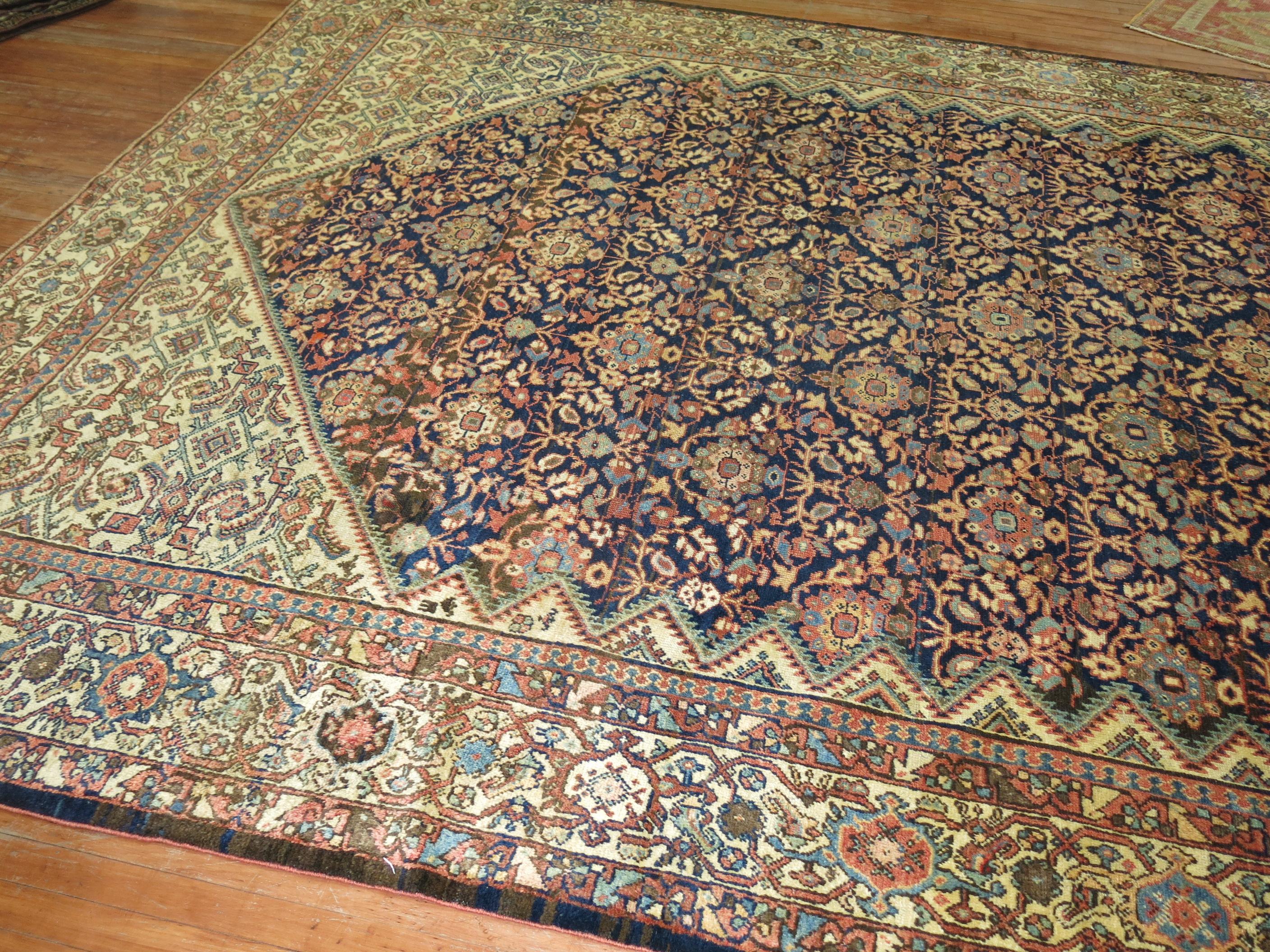 Wool Zabihi Collection Antique Persian Mahal Rug For Sale