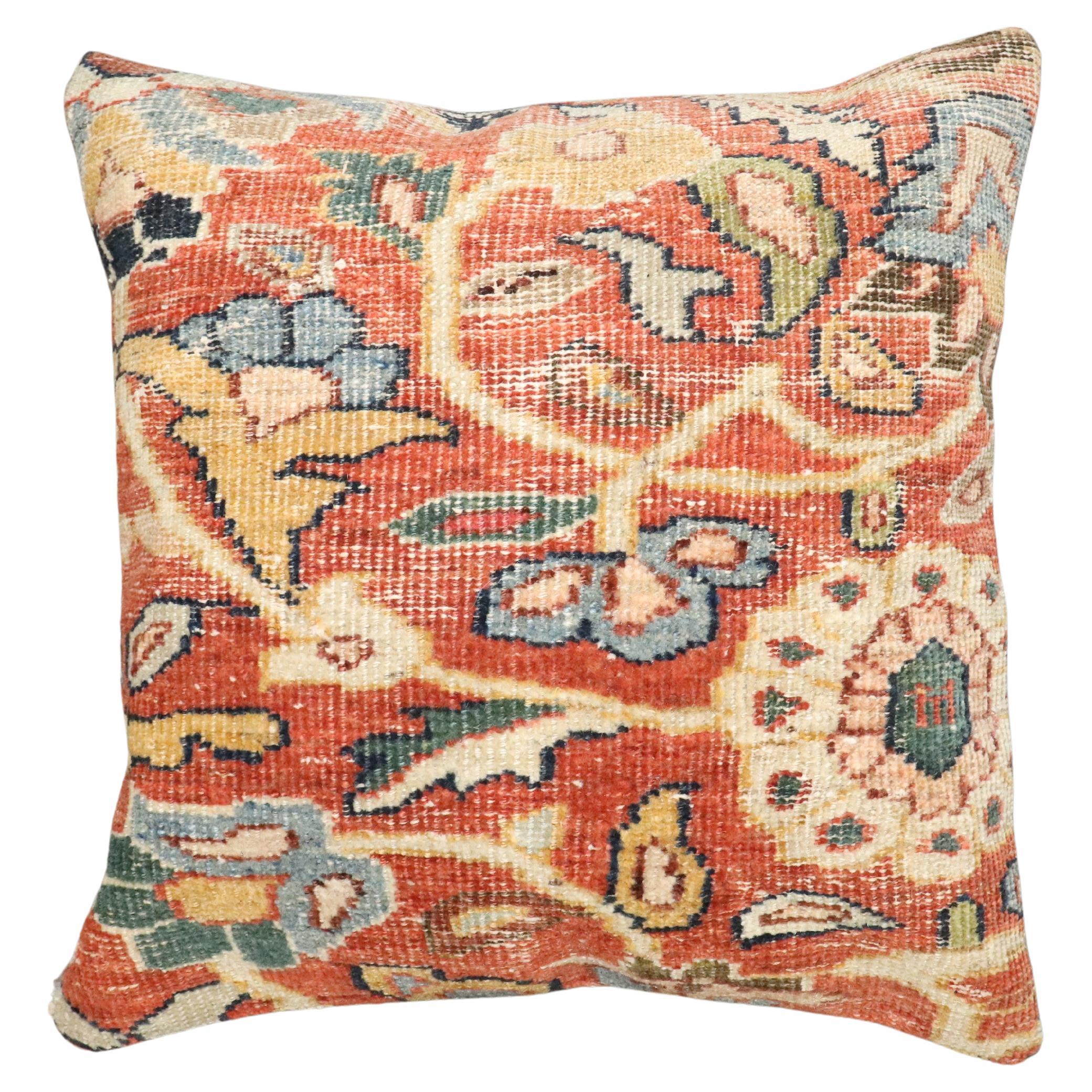 Zabihi Collection Antique Persian Mahal Square Rug Pillow