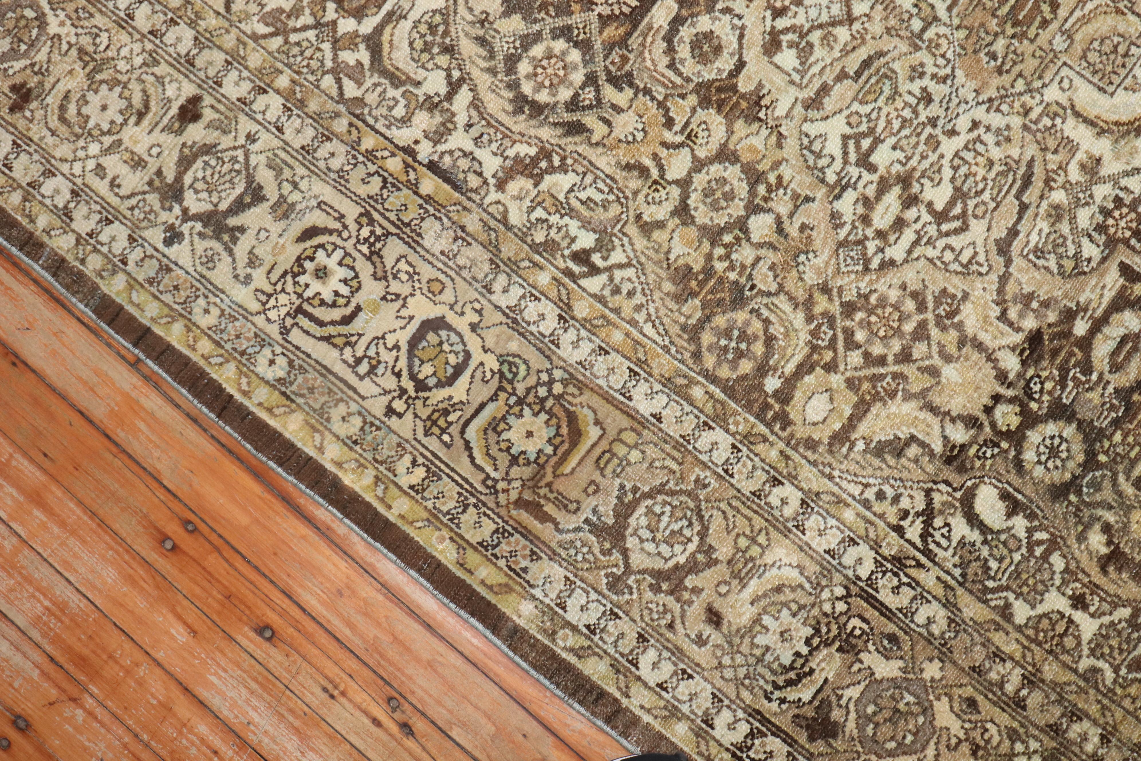 Bakshaish Zabihi Collection Antique Persian Malayer Brown Corridor Runner For Sale