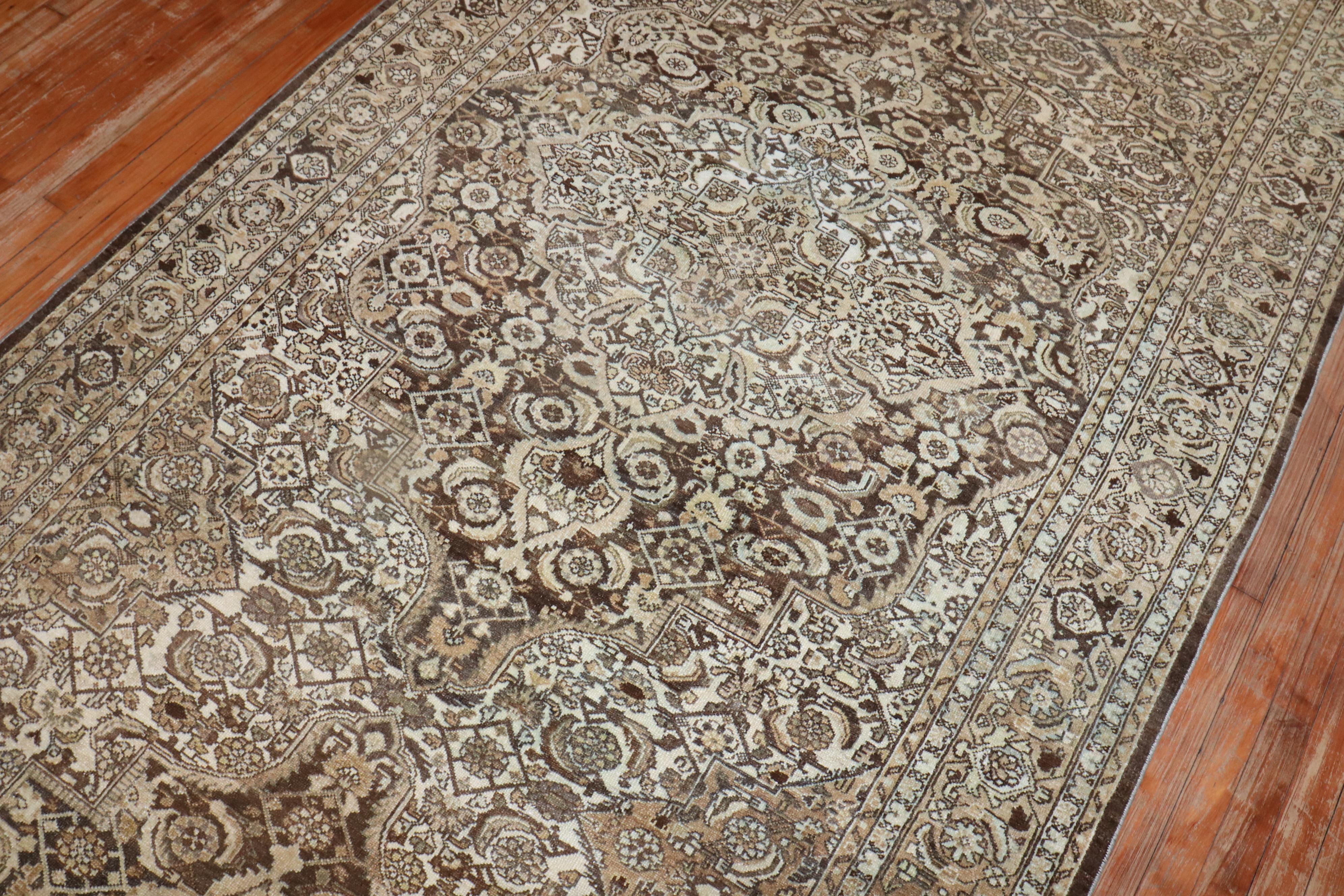 Zabihi Collection Antique Persian Malayer Brown Corridor Runner In Good Condition For Sale In New York, NY