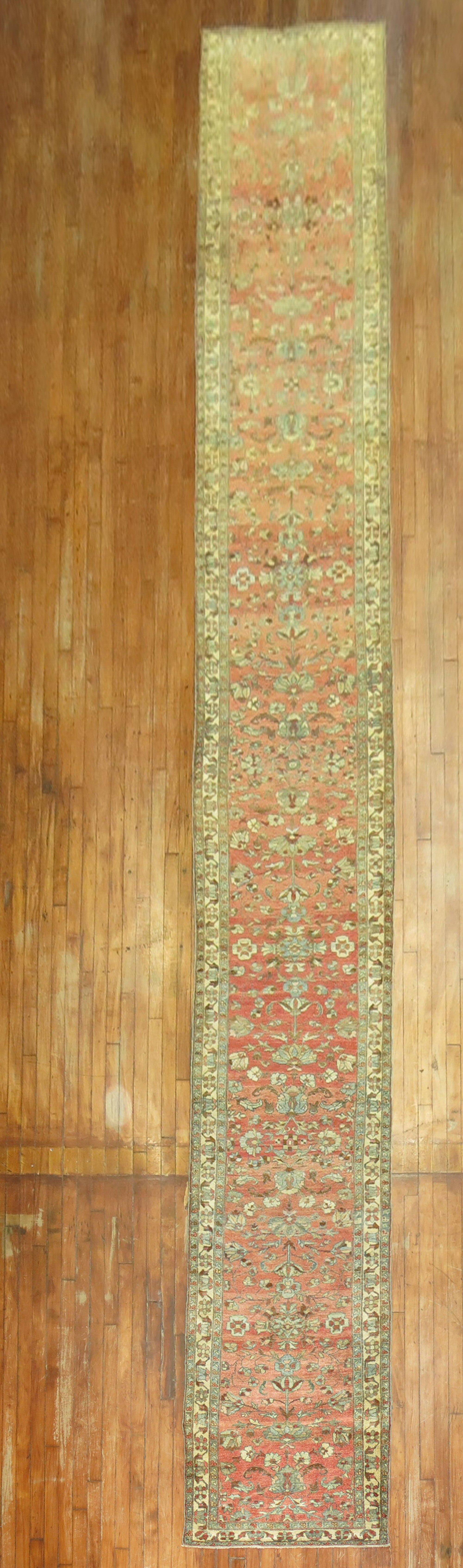 Zabihi Collection Antique Persian Malayer  Extremely Long Runner In Good Condition For Sale In New York, NY