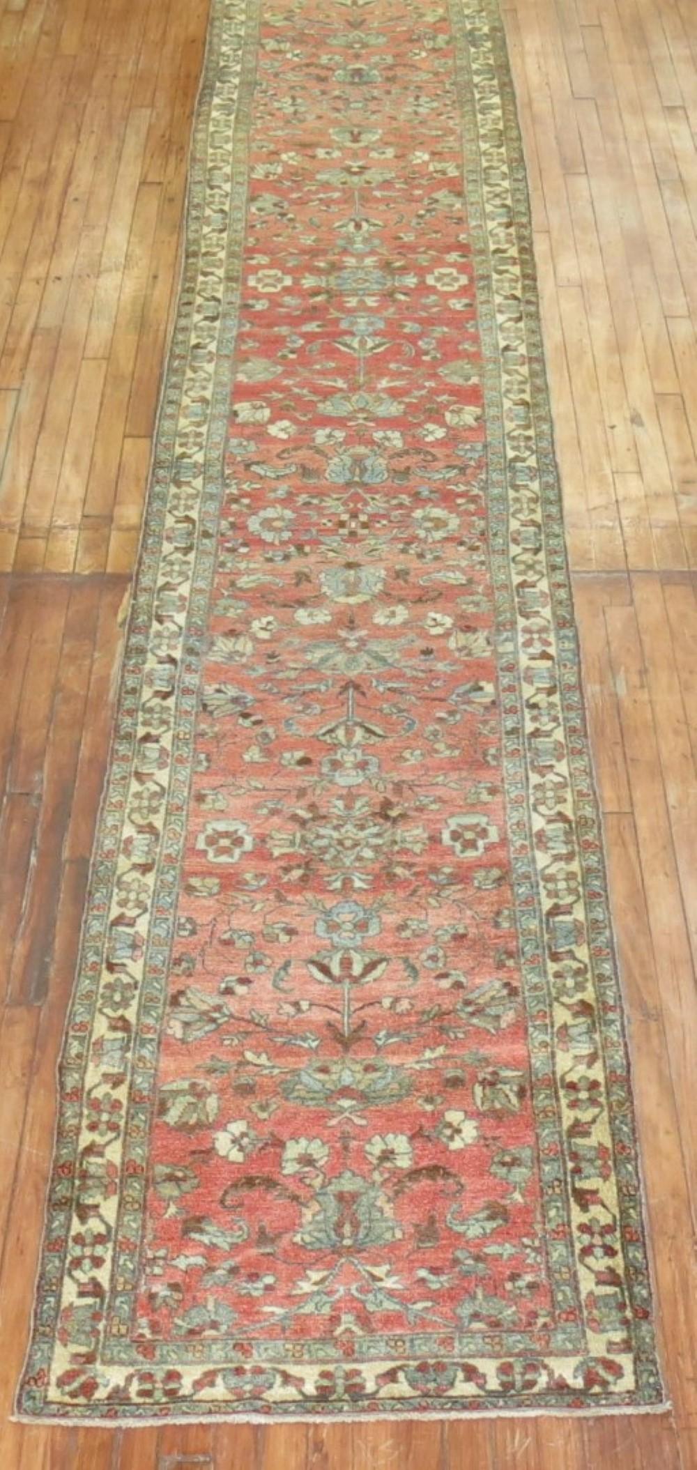 Wool Zabihi Collection Antique Persian Malayer  Extremely Long Runner For Sale
