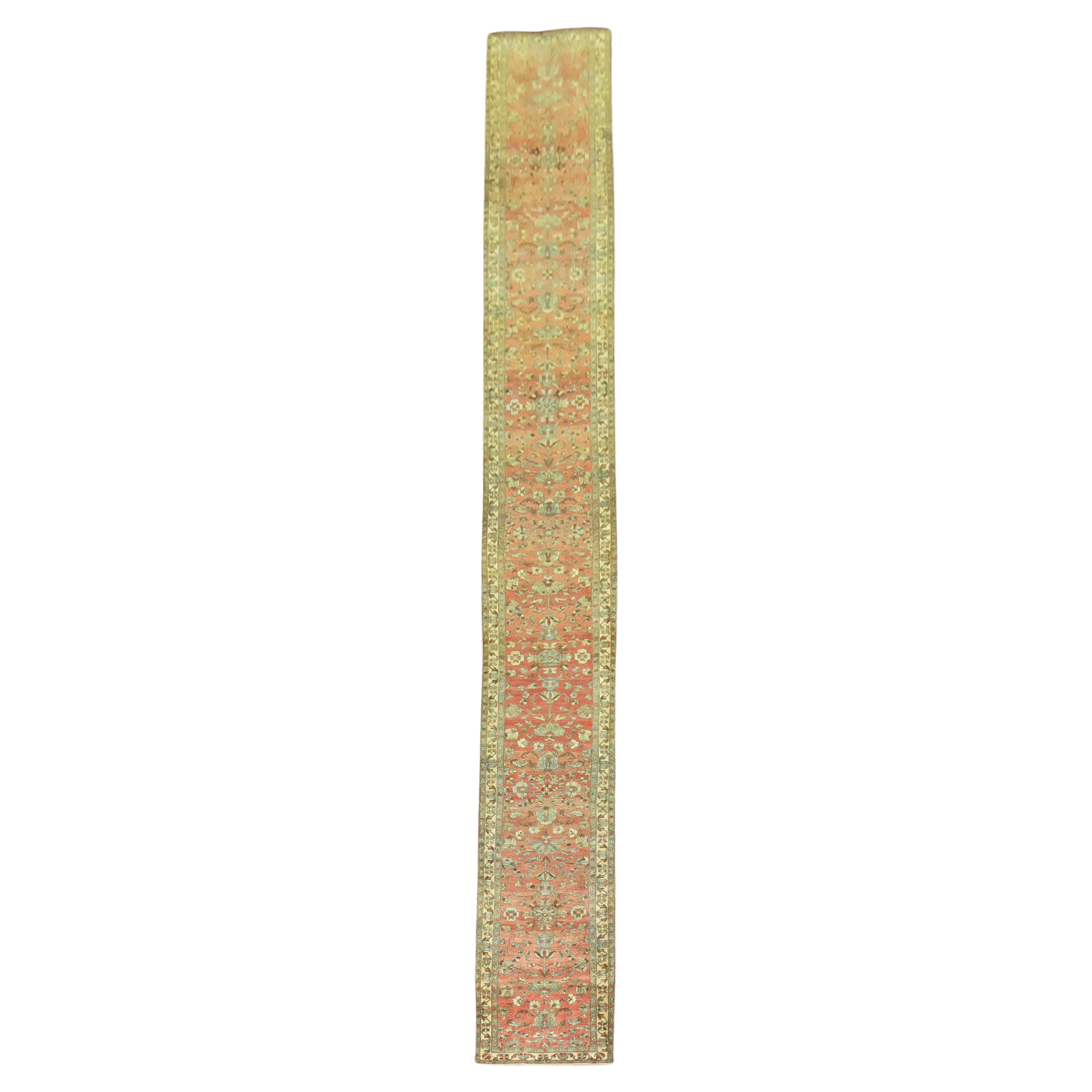 Zabihi Collection Antique Persian Malayer  Extremely Long Runner For Sale