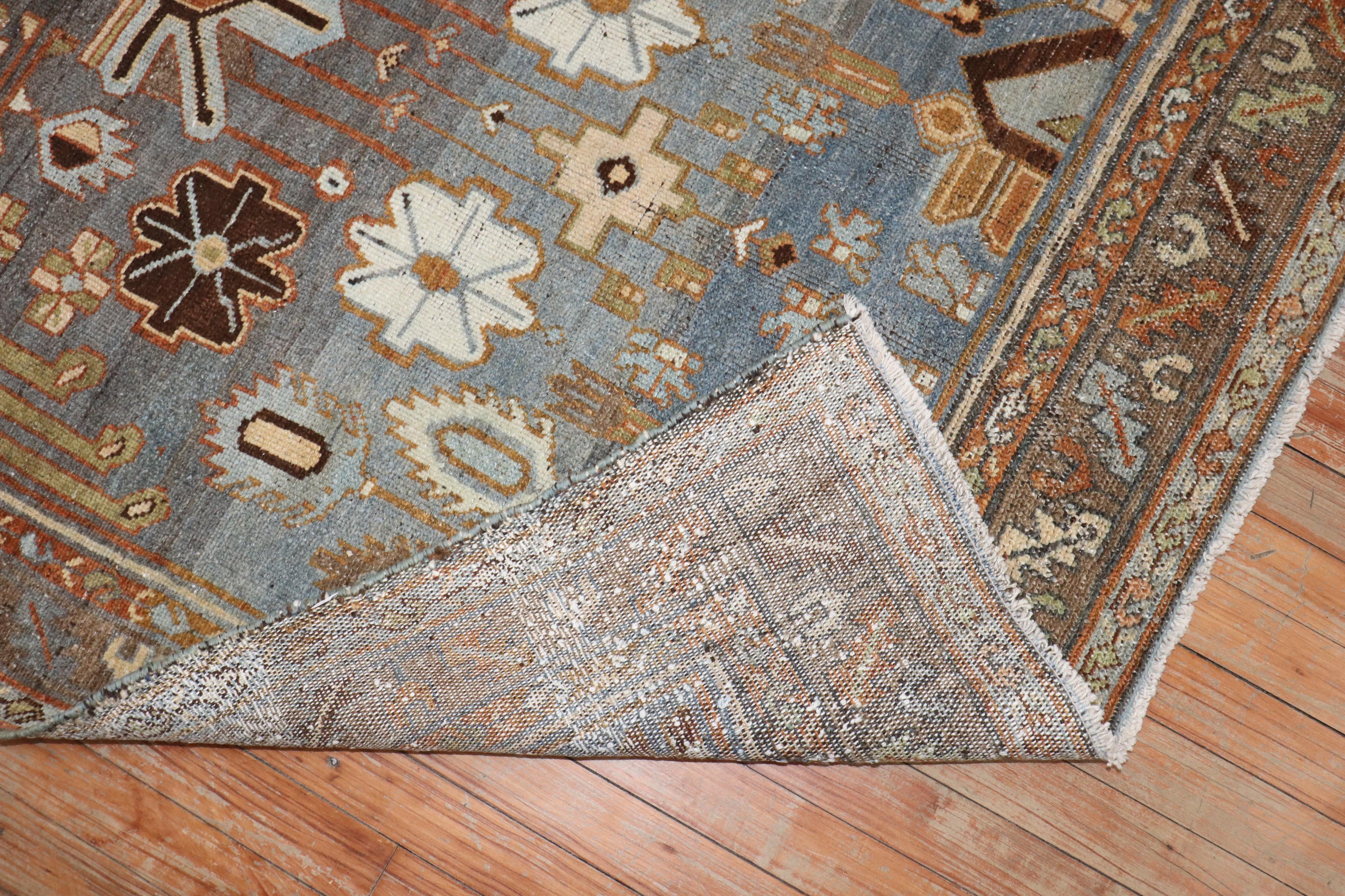 Zabihi Collection Antique Persian Malayer Medallion Camino de Mesa Corto y Ancho Rústico en venta