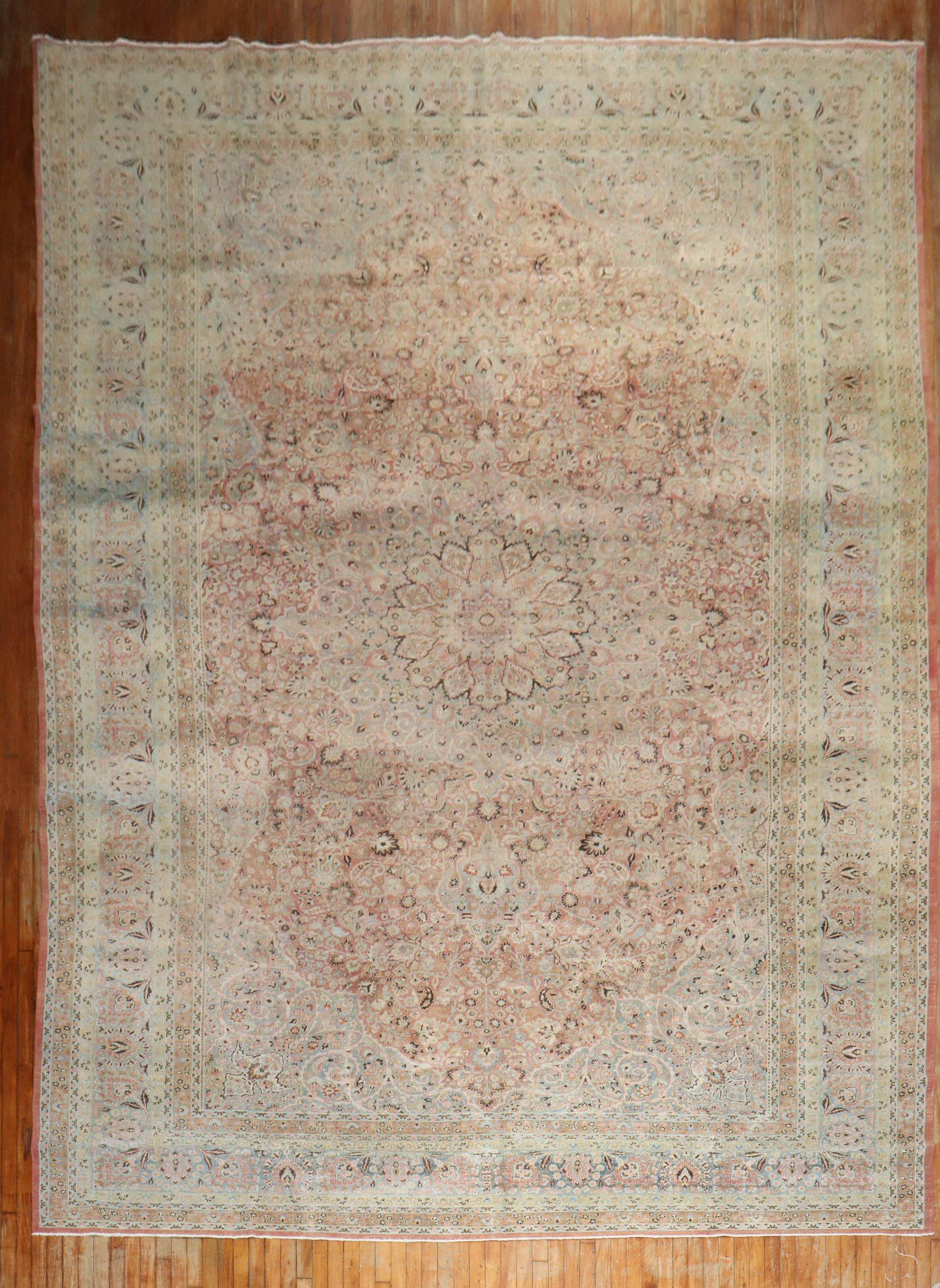 Zabihi Collection Antique Persian Meshed Oversize Carpet For Sale 6