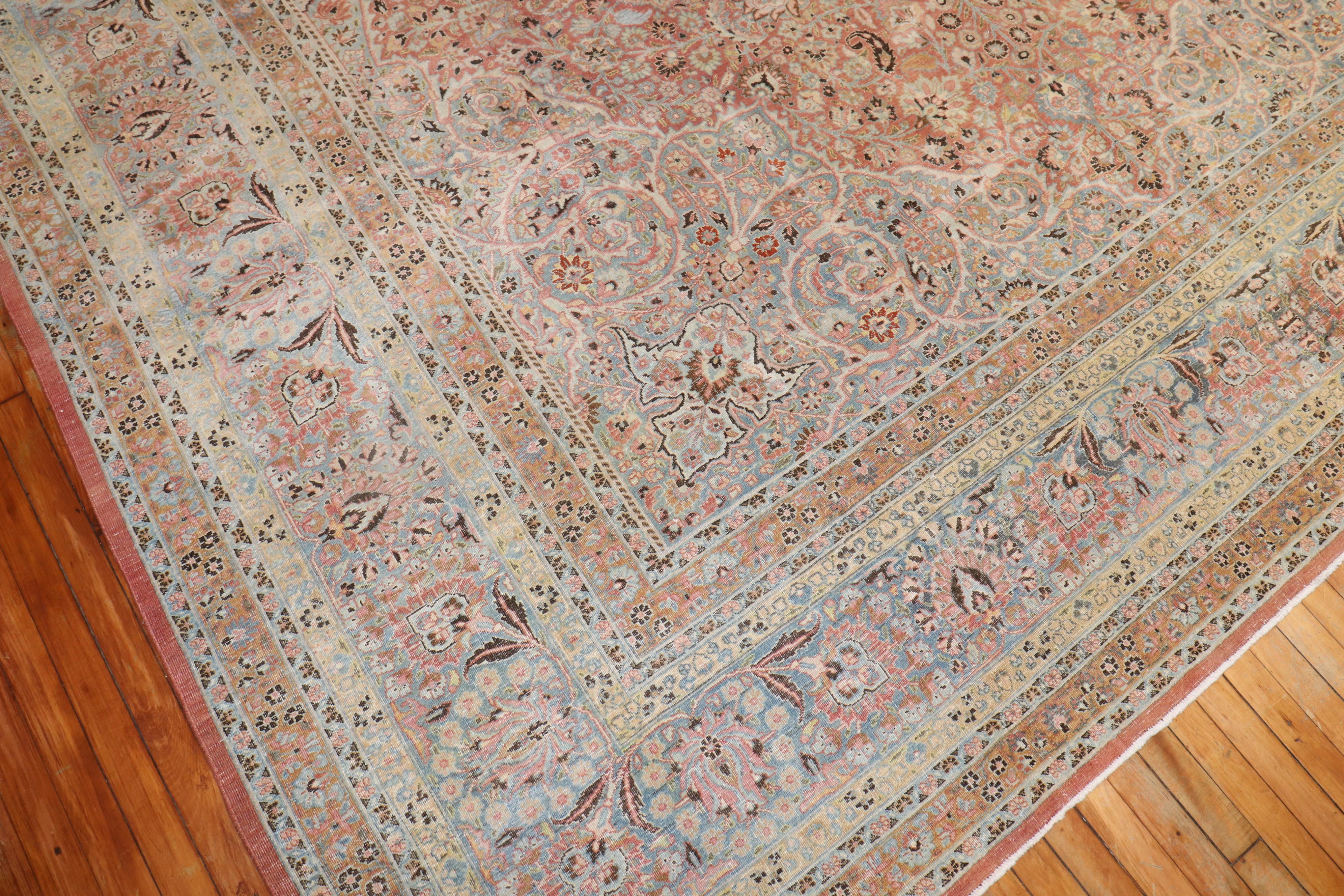 Hand-Woven Zabihi Collection Antique Persian Meshed Oversize Carpet For Sale