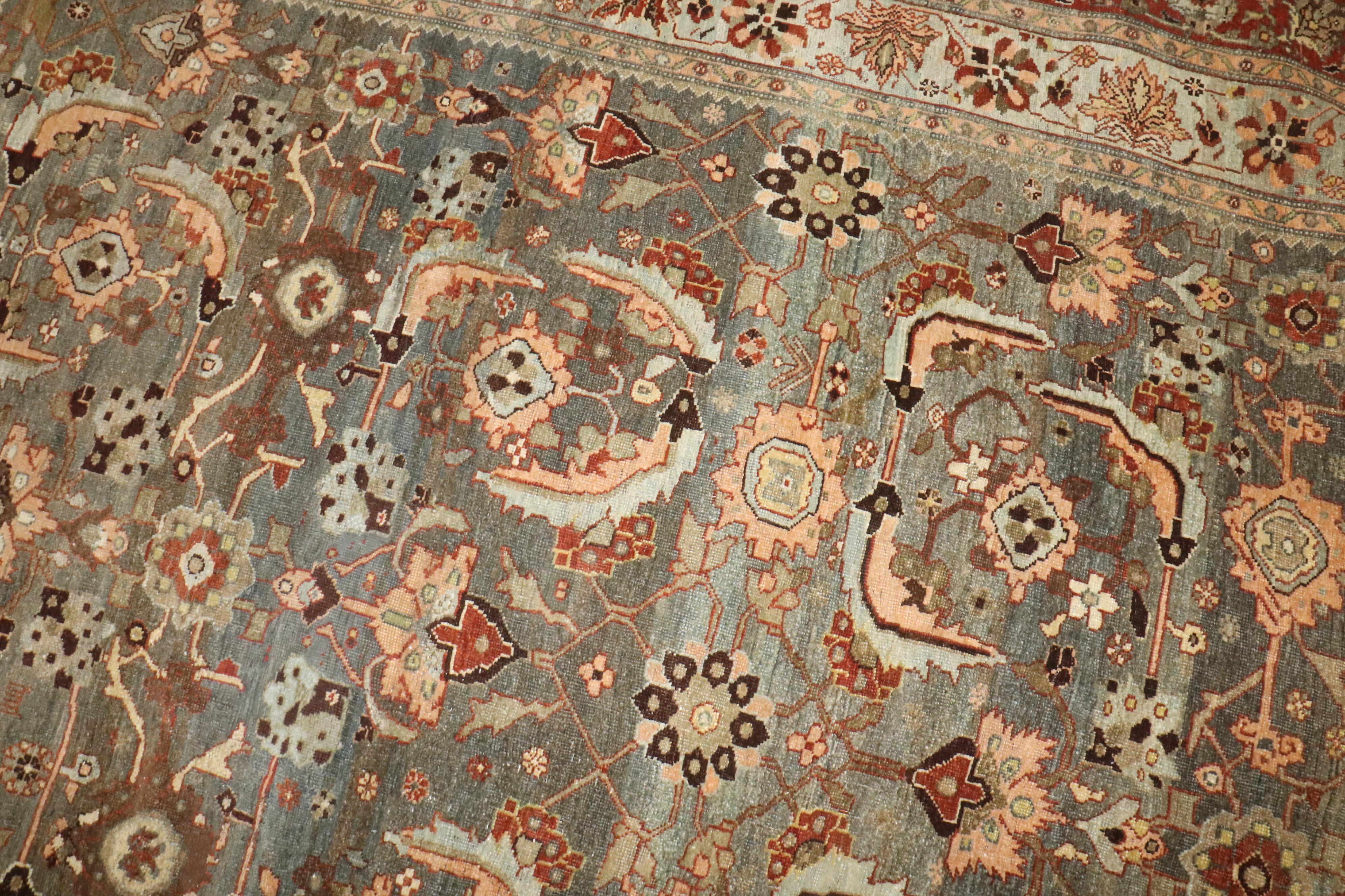 American Colonial Zabihi Collection Antique Persian Oversize Bidjar Rug For Sale