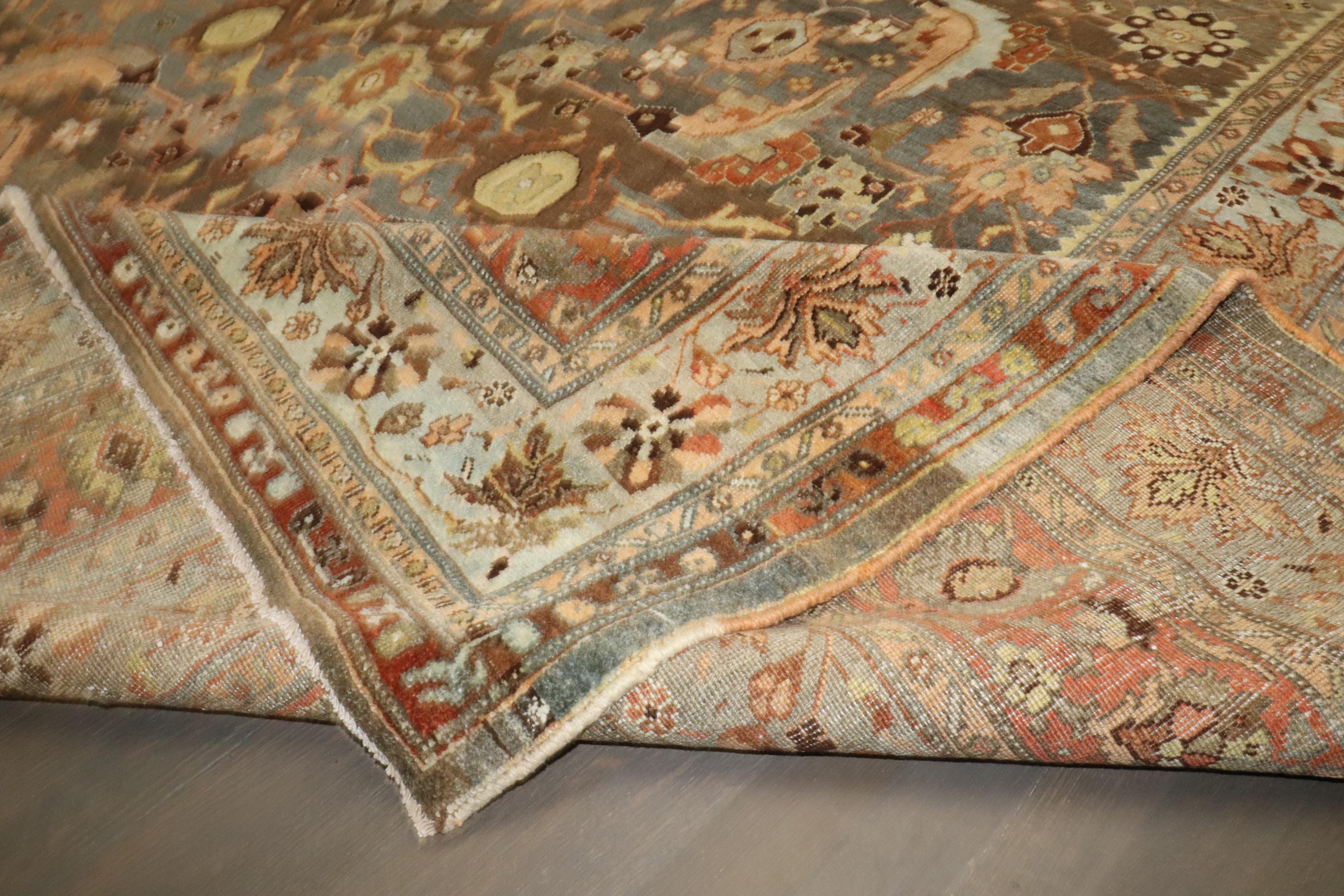 Hand-Woven Zabihi Collection Antique Persian Oversize Bidjar Rug For Sale