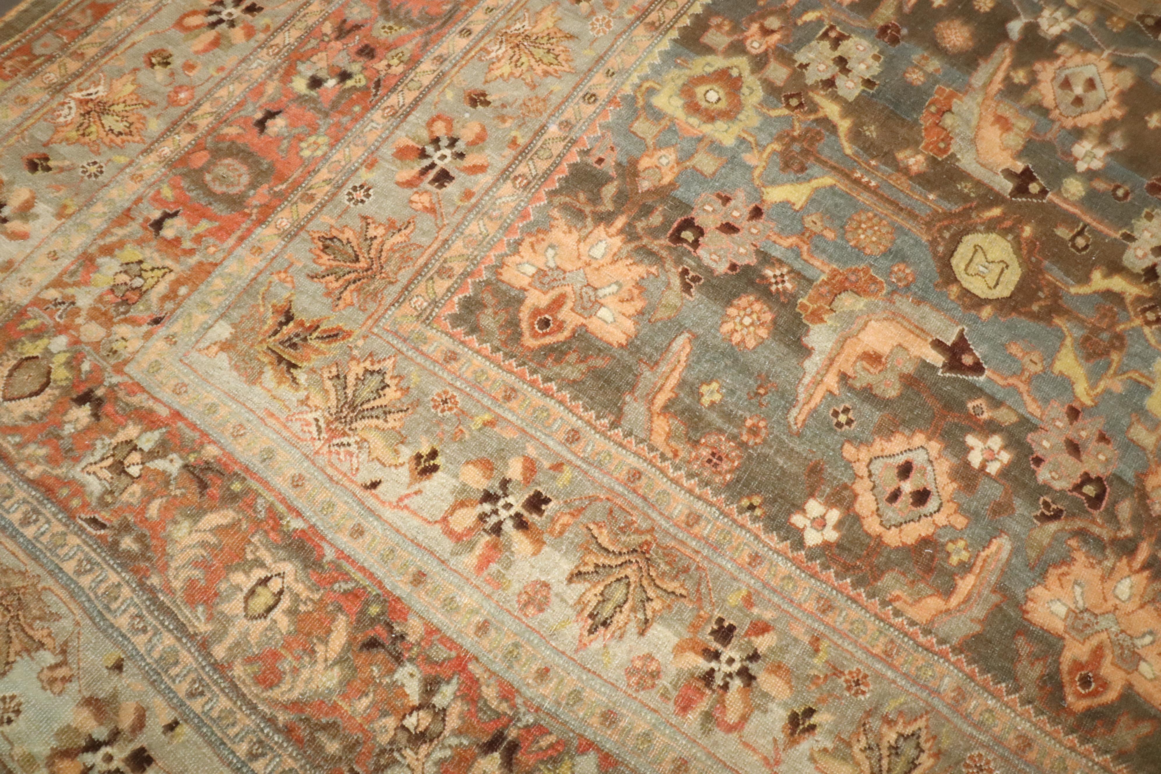 Zabihi Collection Antique Persian Oversize Bidjar Rug In Good Condition For Sale In New York, NY