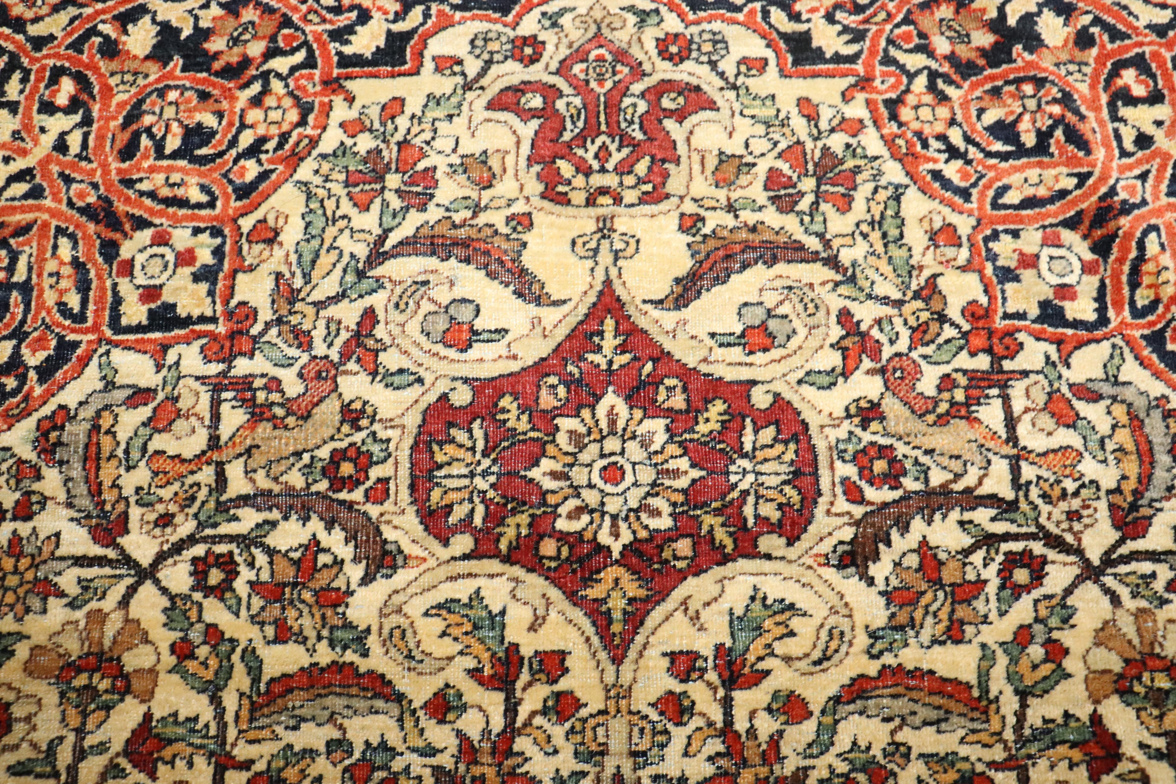 20th Century Zabihi Collection Antique Persian Pictorial Isfahan Rug For Sale