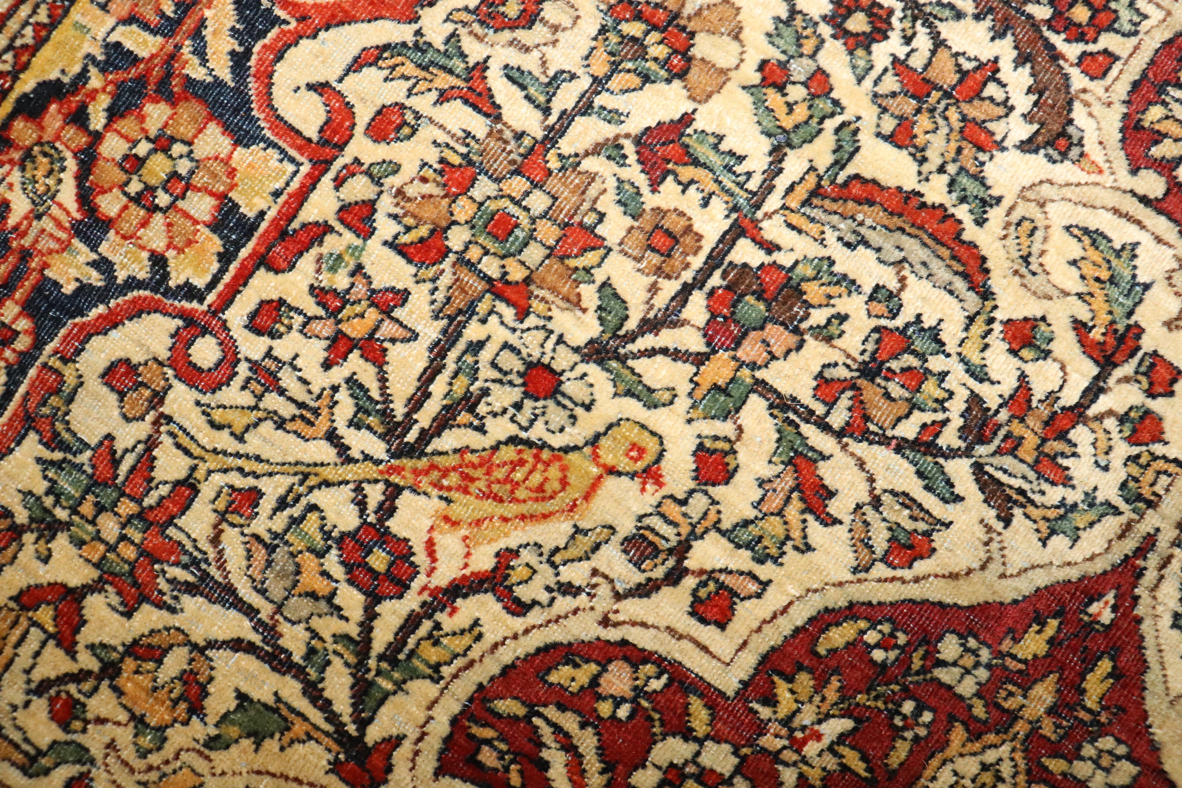 Wool Zabihi Collection Antique Persian Pictorial Isfahan Rug For Sale