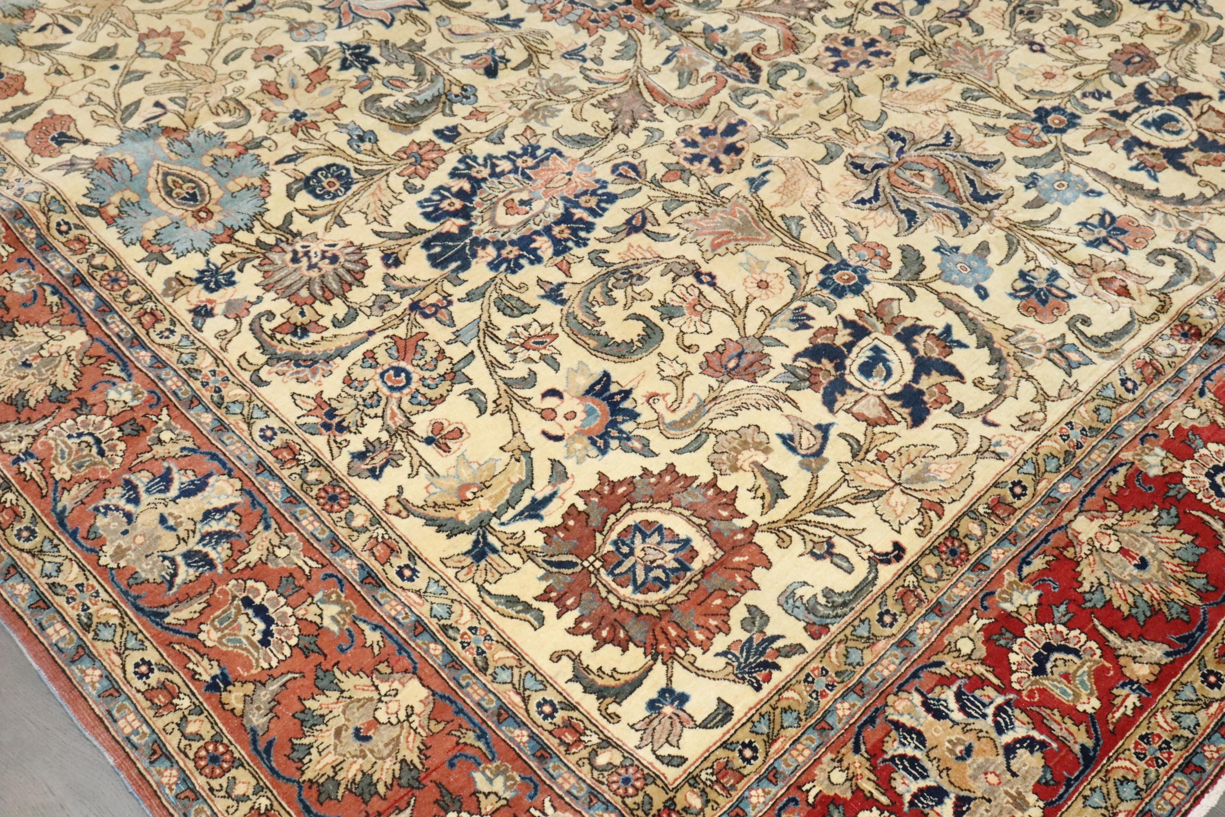 Tappeto Zabihi Collection'S Antico Persiano Qum Dimensioni Camera in vendita 4