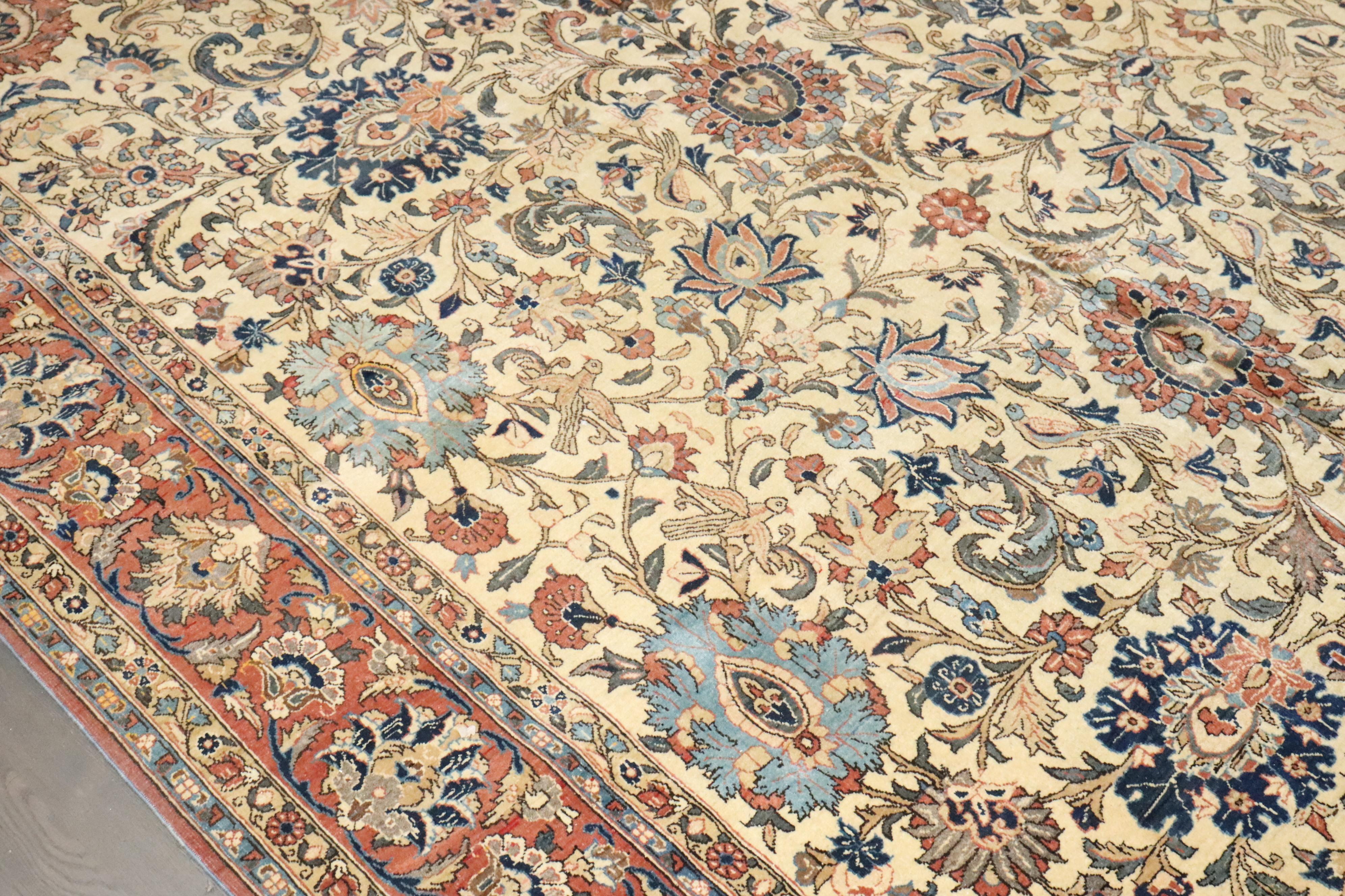 Tessuto a mano Tappeto Zabihi Collection'S Antico Persiano Qum Dimensioni Camera in vendita