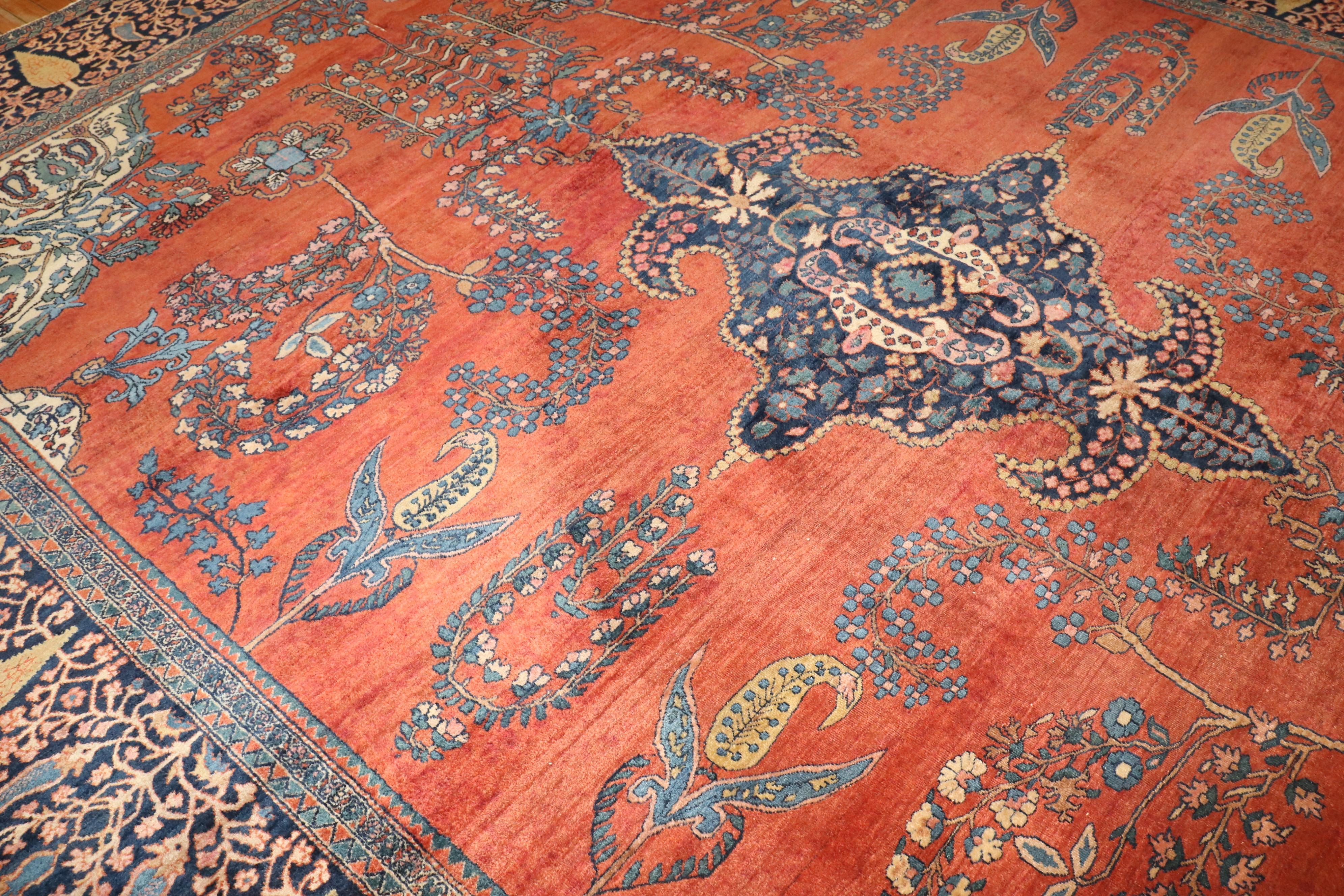 Zabihi Collection Antique Persian Sarouk Ferahan Rug For Sale 4