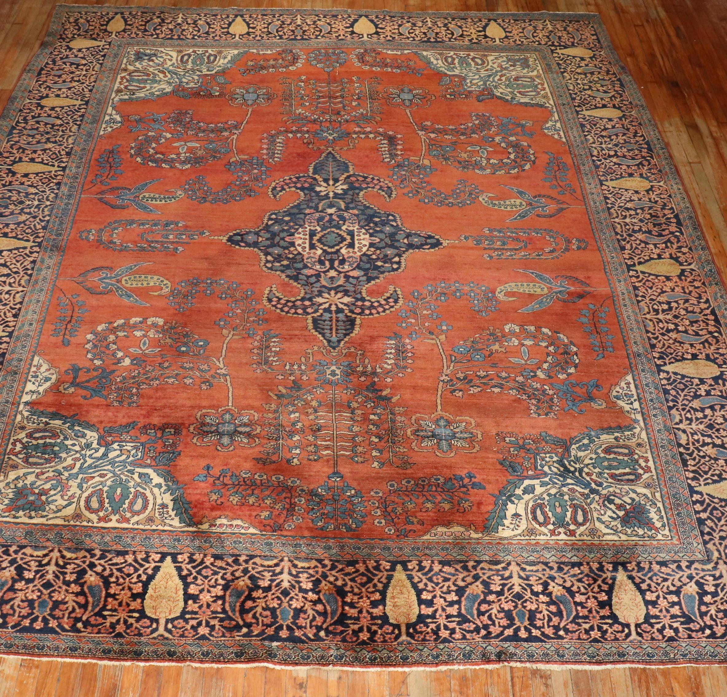 Dutch Colonial Zabihi Collection Antique Persian Sarouk Ferahan Rug For Sale