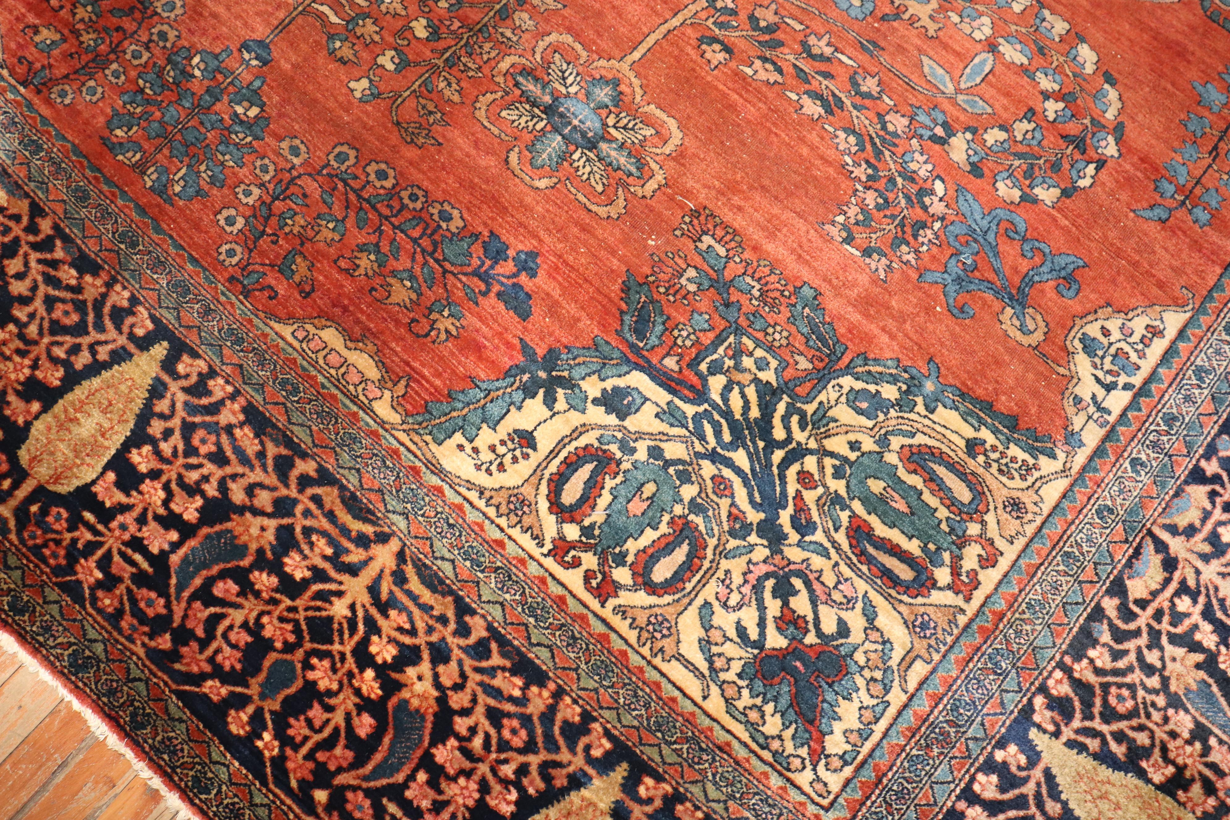 Zabihi Collection Antique Persian Sarouk Ferahan Rug In Good Condition For Sale In New York, NY