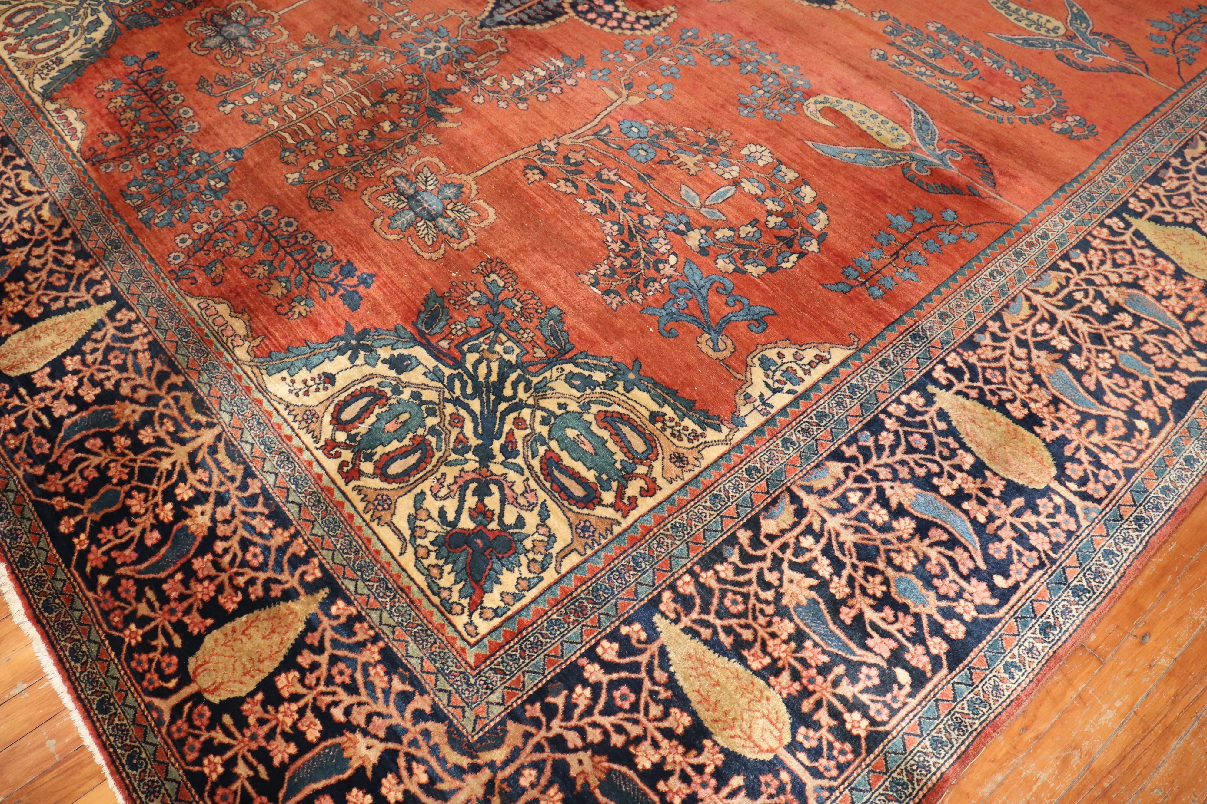 Zabihi Collection Antique Persian Sarouk Ferahan Rug For Sale 1