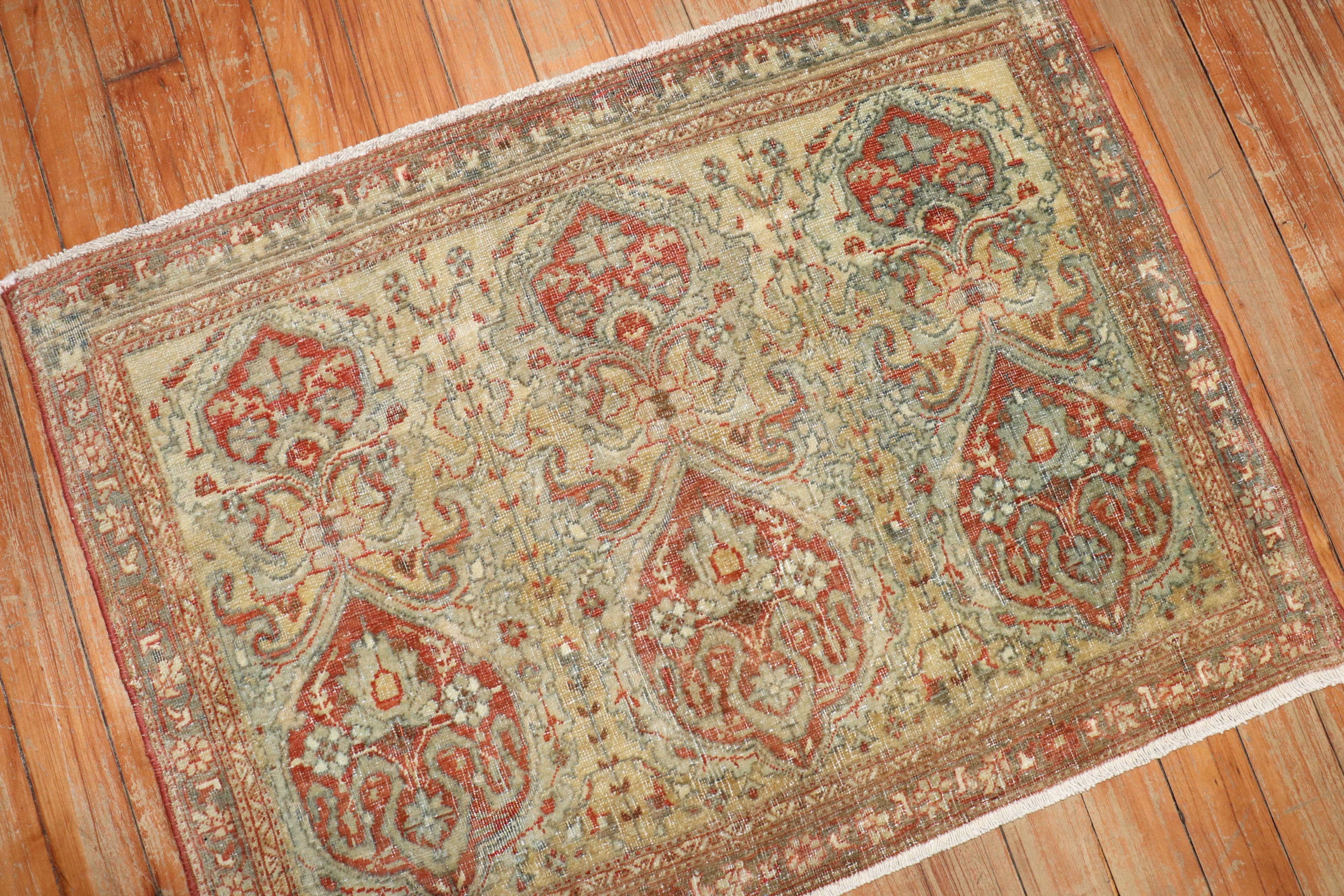 Hand-Knotted Zabihi Collection Antique Persian Sarouk Fereghan Rug For Sale