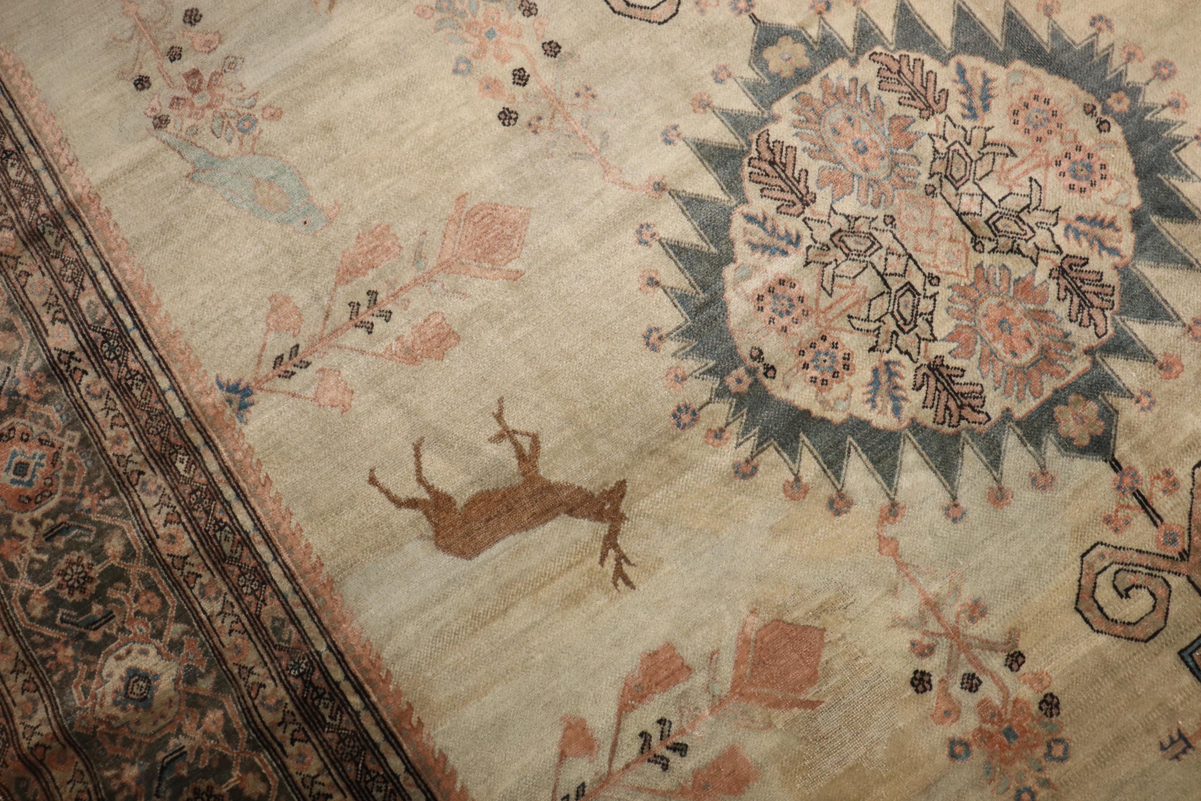 Zabihi Kollektion Antiker persischer Sarouk Ferehan Pictorial Tierteppich aus Sarouk im Angebot 4