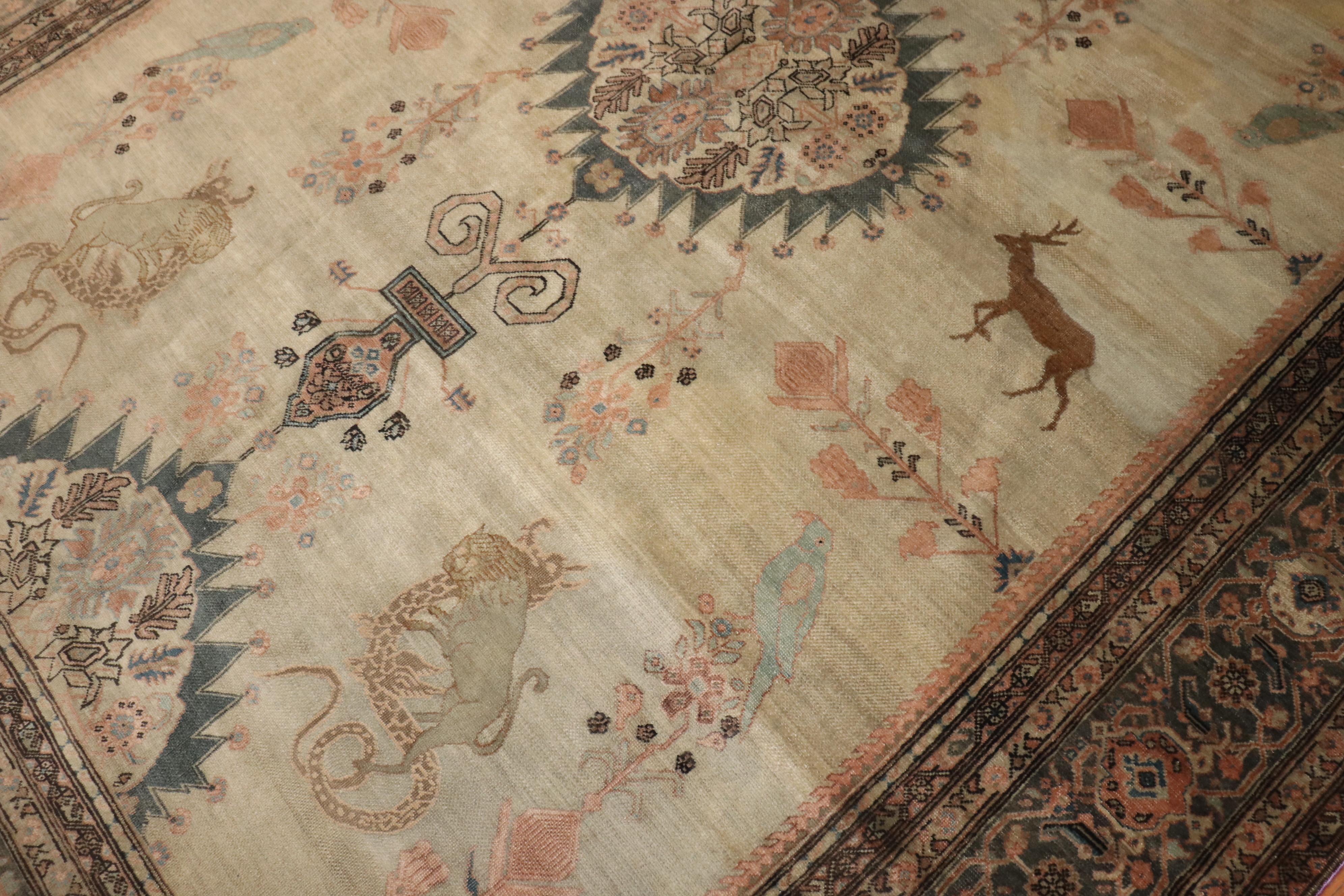 Zabihi Kollektion Antiker persischer Sarouk Ferehan Pictorial Tierteppich aus Sarouk im Angebot 2