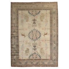 Zabihi Collection Antique Persian Sarouk Ferehan Pictorial Animal Rug