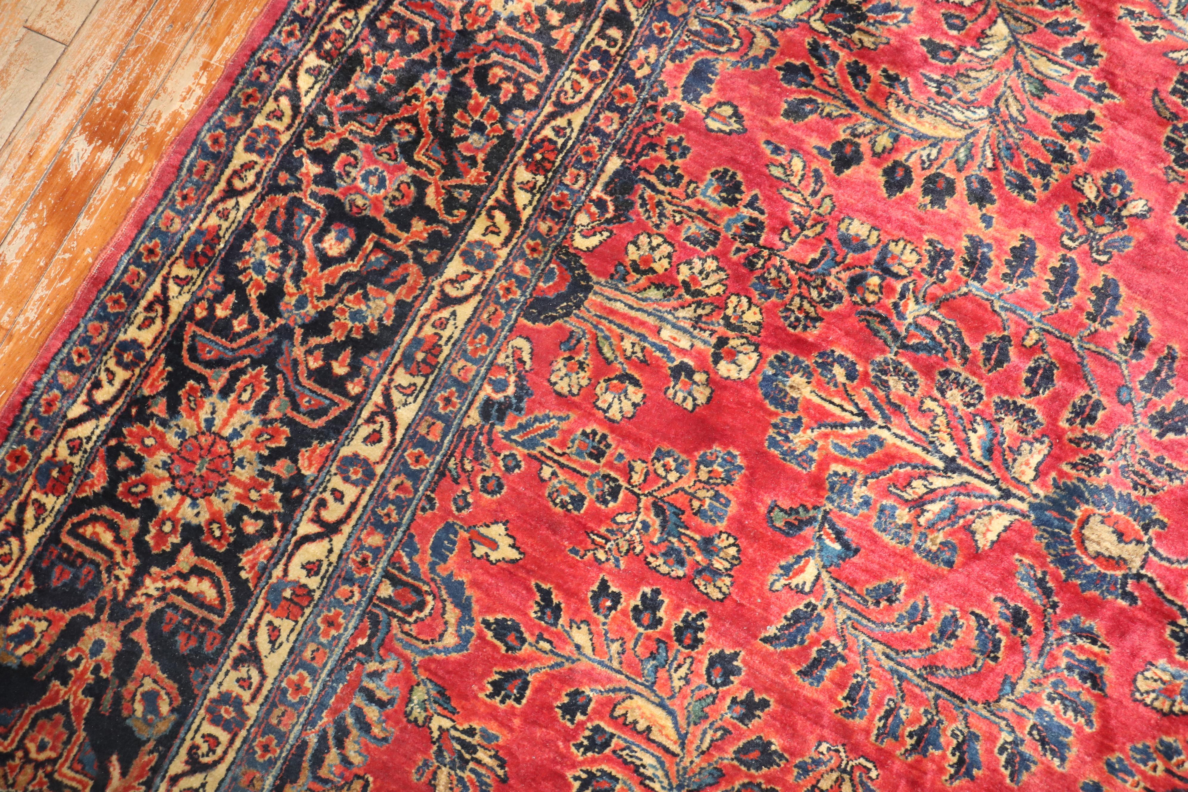 Zabihi Collection Antique Persian Sarouk Room Size Rug 1