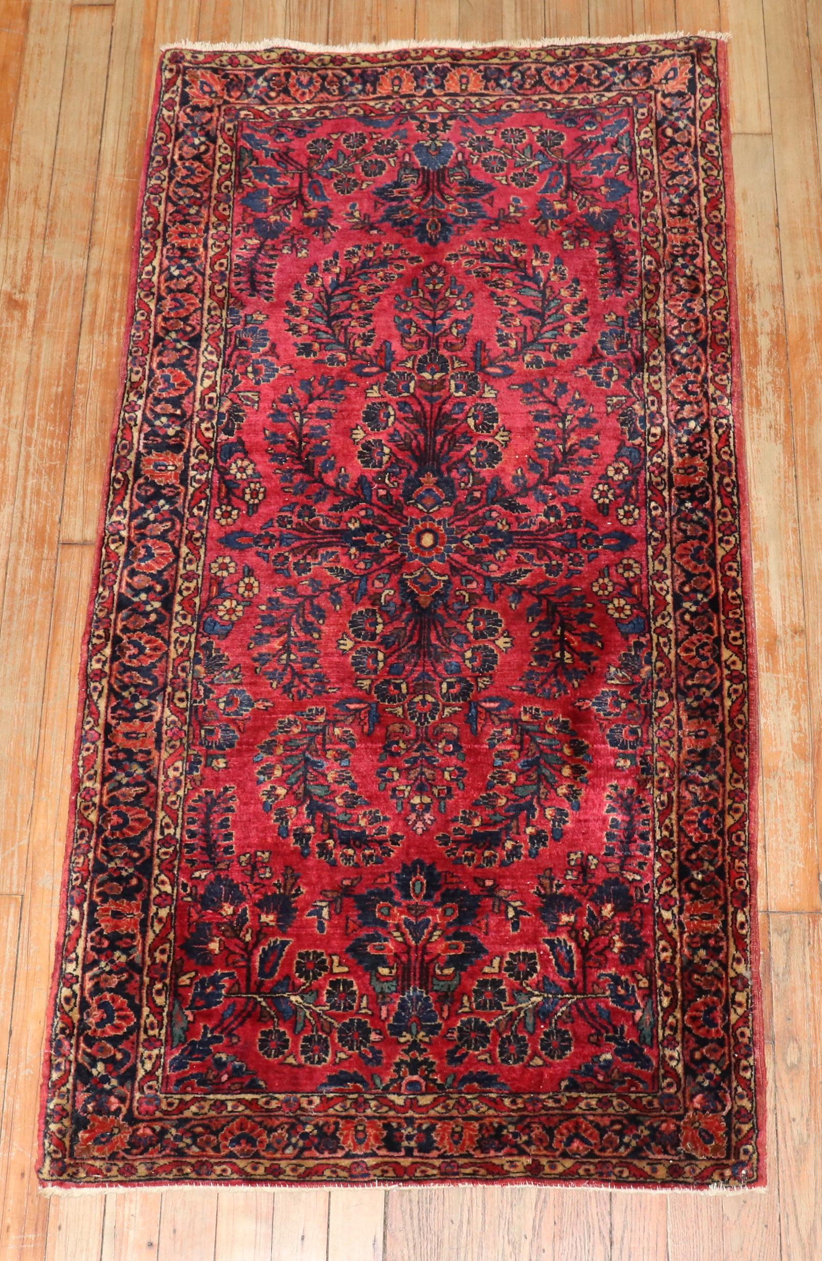 Hand-Woven Zabihi Collection Antique Persian Sarouk Rug For Sale