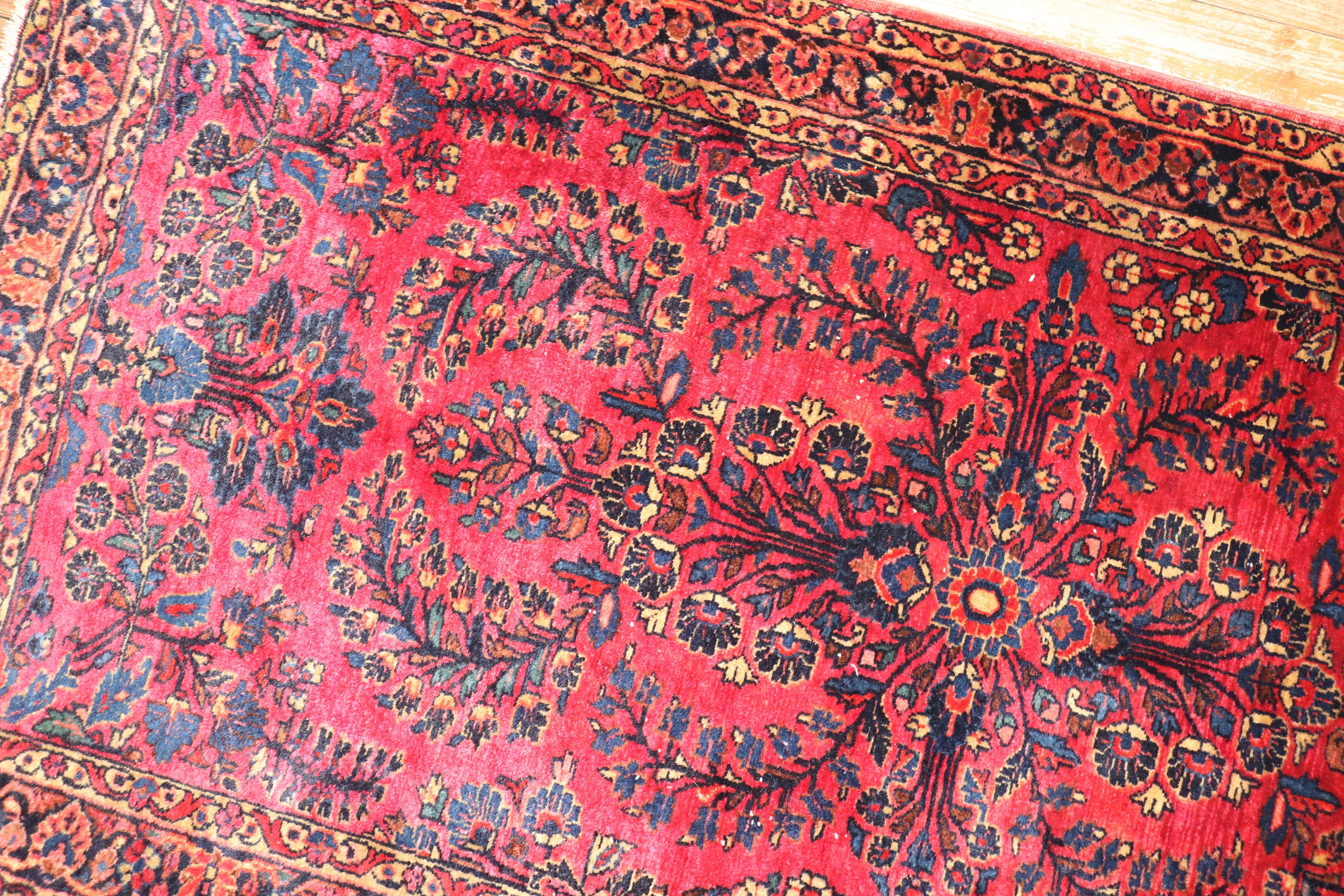 Wool Zabihi Collection Antique Persian Sarouk Rug For Sale