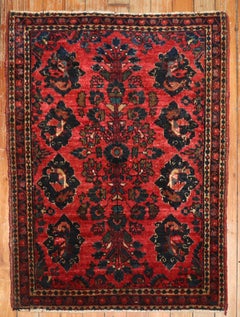 Zabihi Collection Antique Persian Sarouk Small Pictorial Turkey Fish Rug