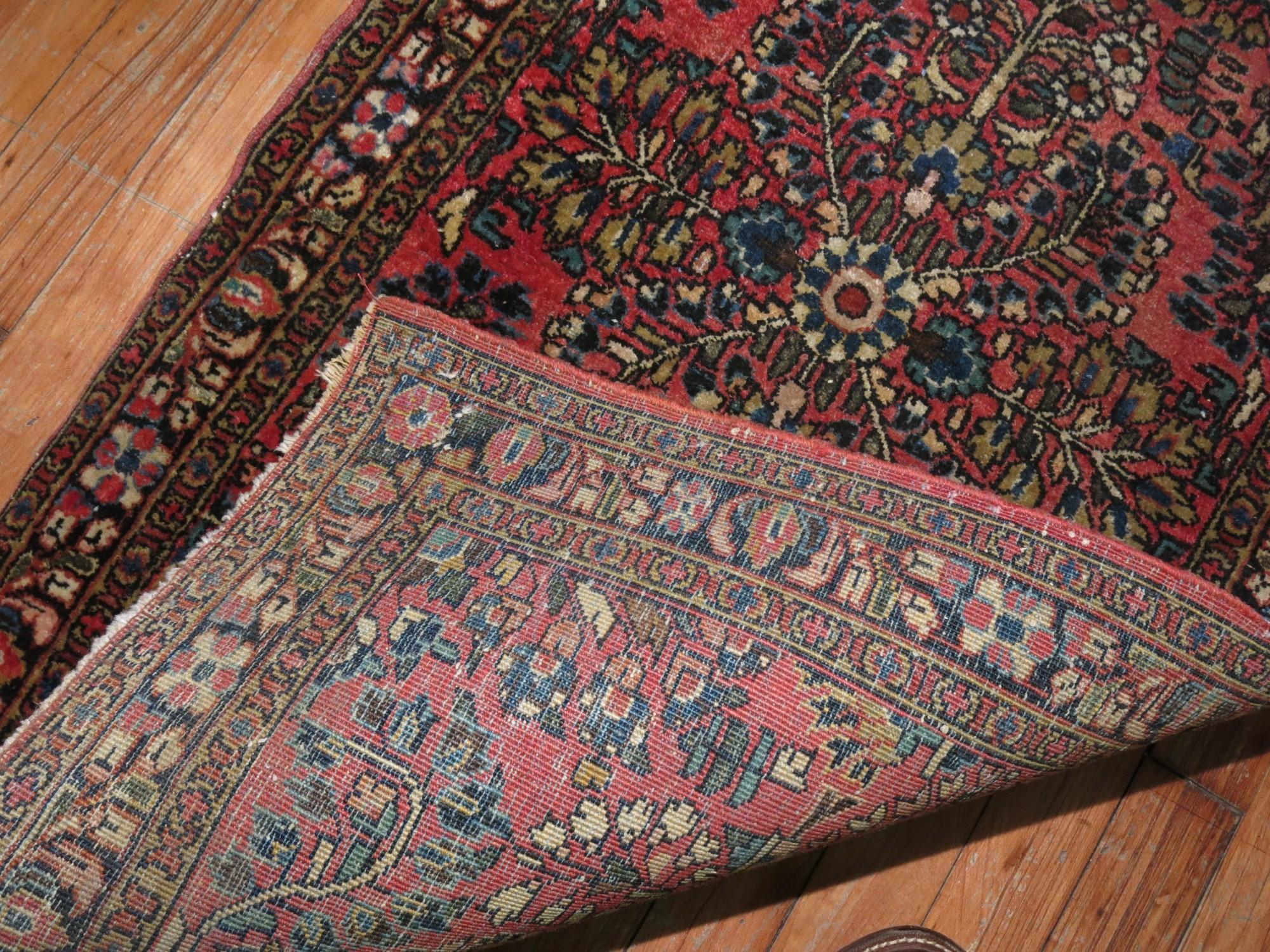Empire Revival Zabihi Collection Antique Persian Sarouk Small Rug For Sale