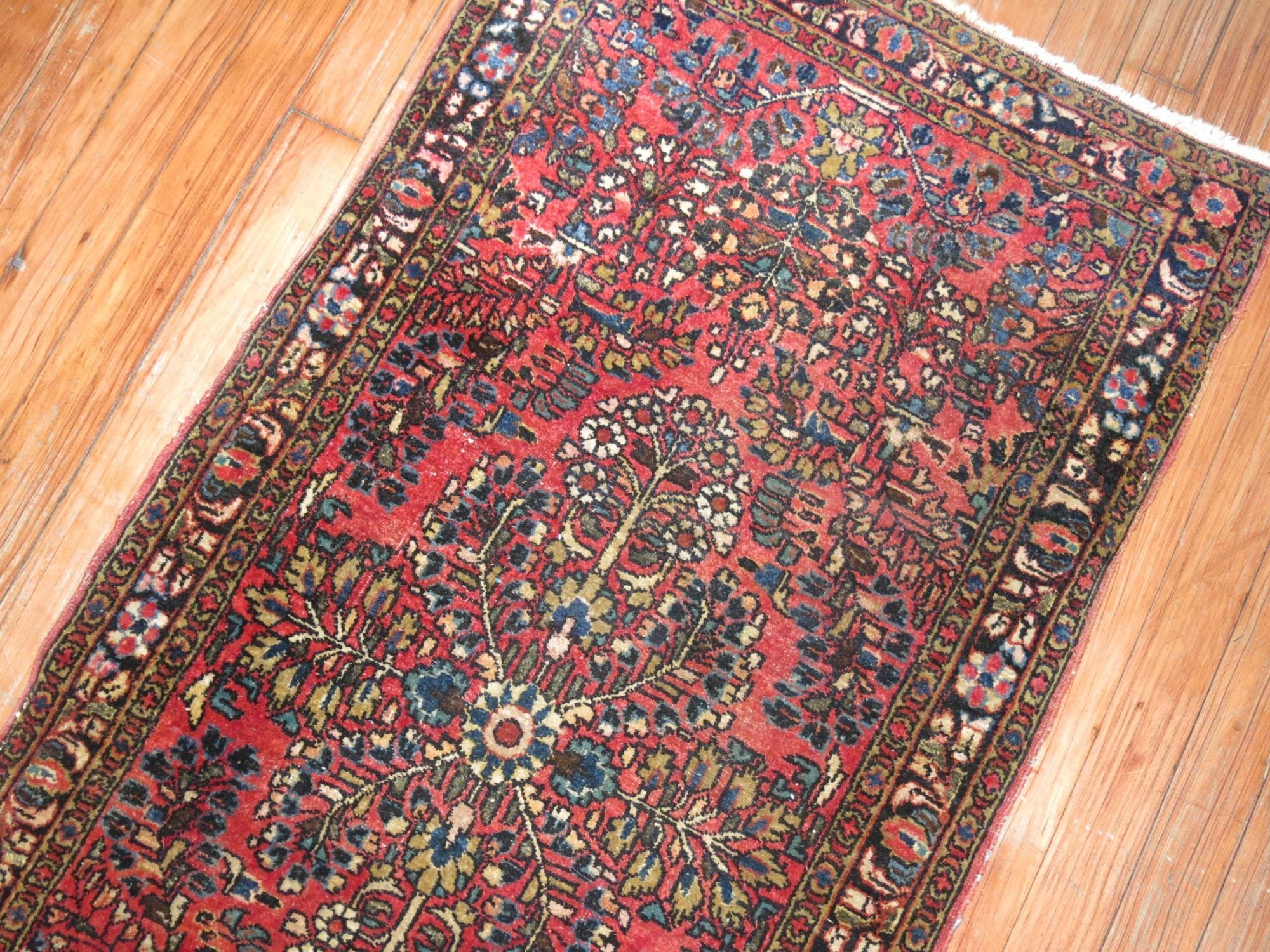 Zabihi Collection Antique Persian Sarouk Small Rug In Good Condition For Sale In New York, NY