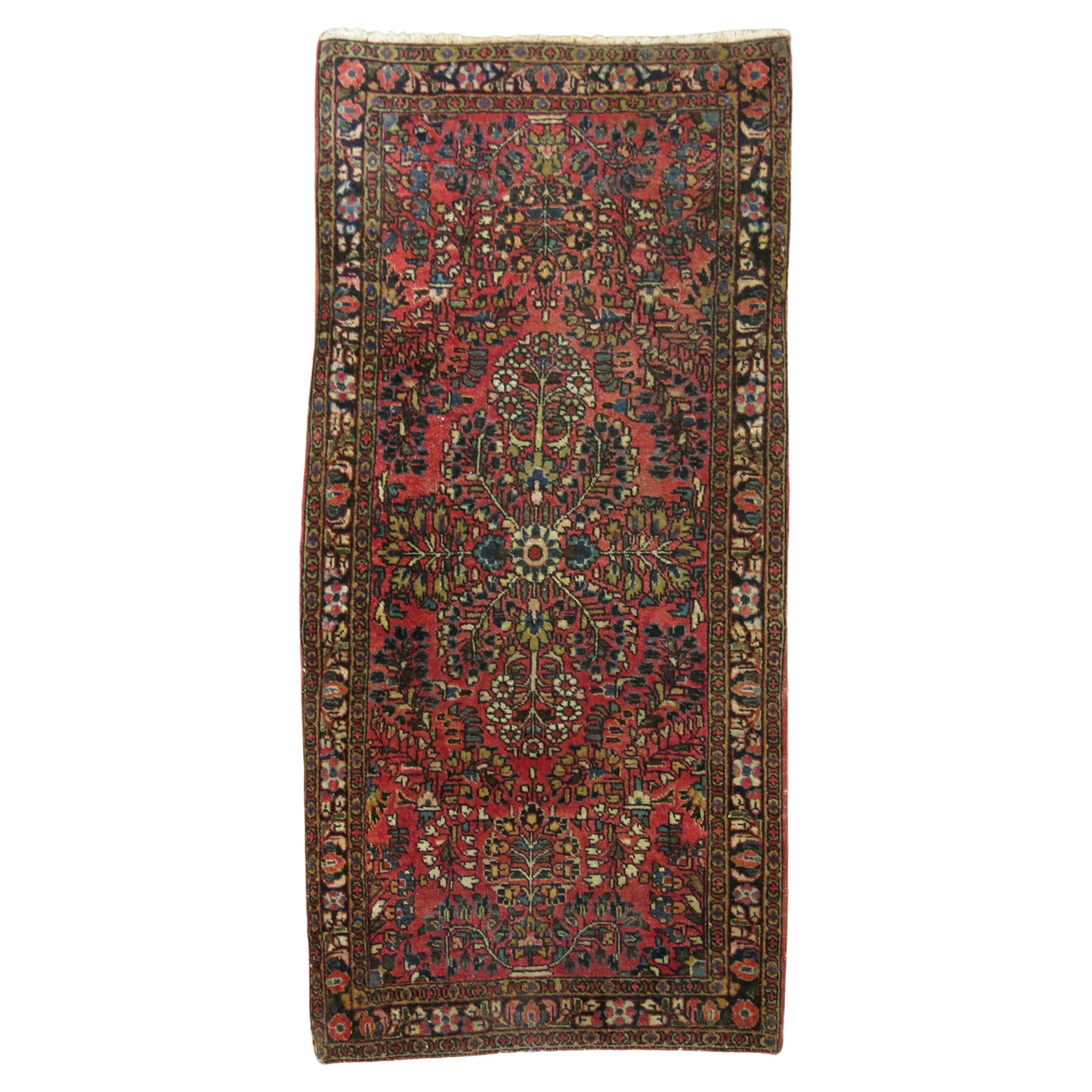 Zabihi Collection Antique Persian Sarouk Small Rug For Sale