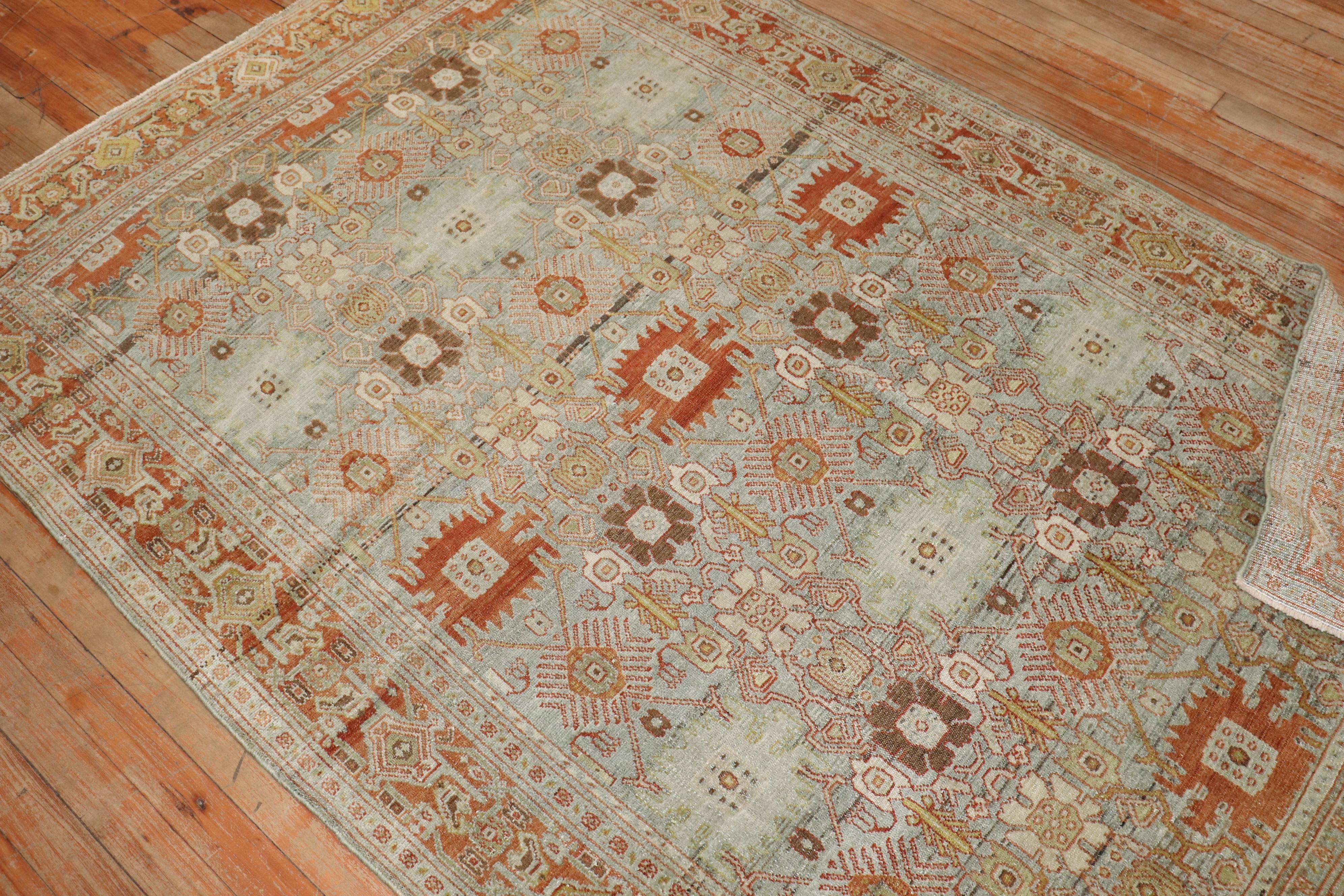 Zabihi Collection Antique Persian Senneh Accent Rug In Good Condition For Sale In New York, NY
