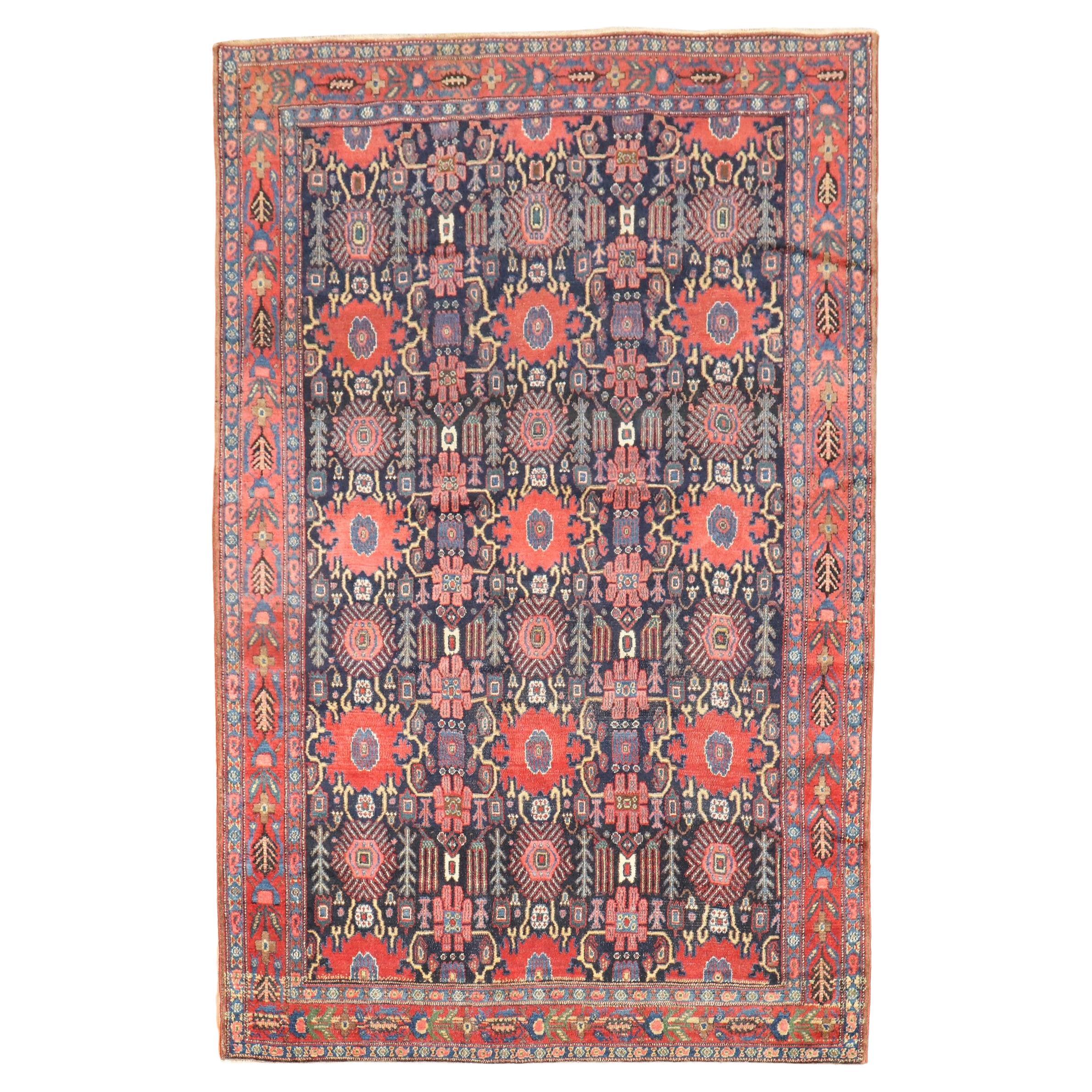 Zabihi Collection Antique Persian Senneh Accent Rug