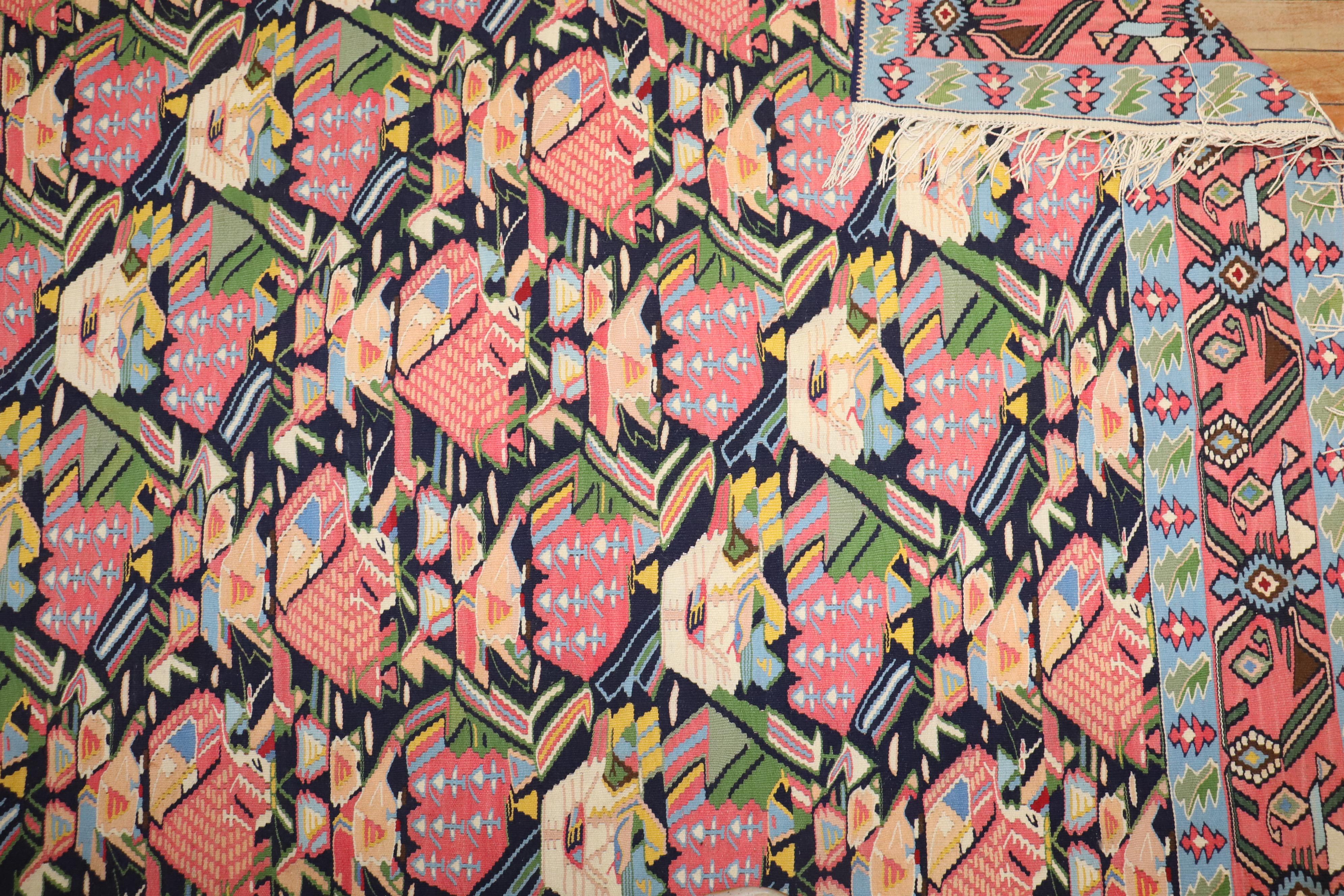 Zabihi Collection Antique Persian Senneh Kilim For Sale 1