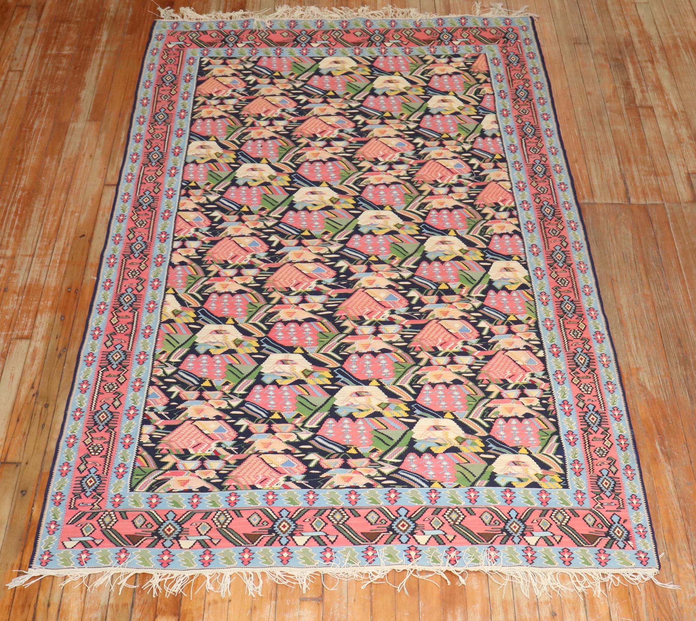 Zabihi Collection Antique Persian Senneh Kilim  For Sale 3