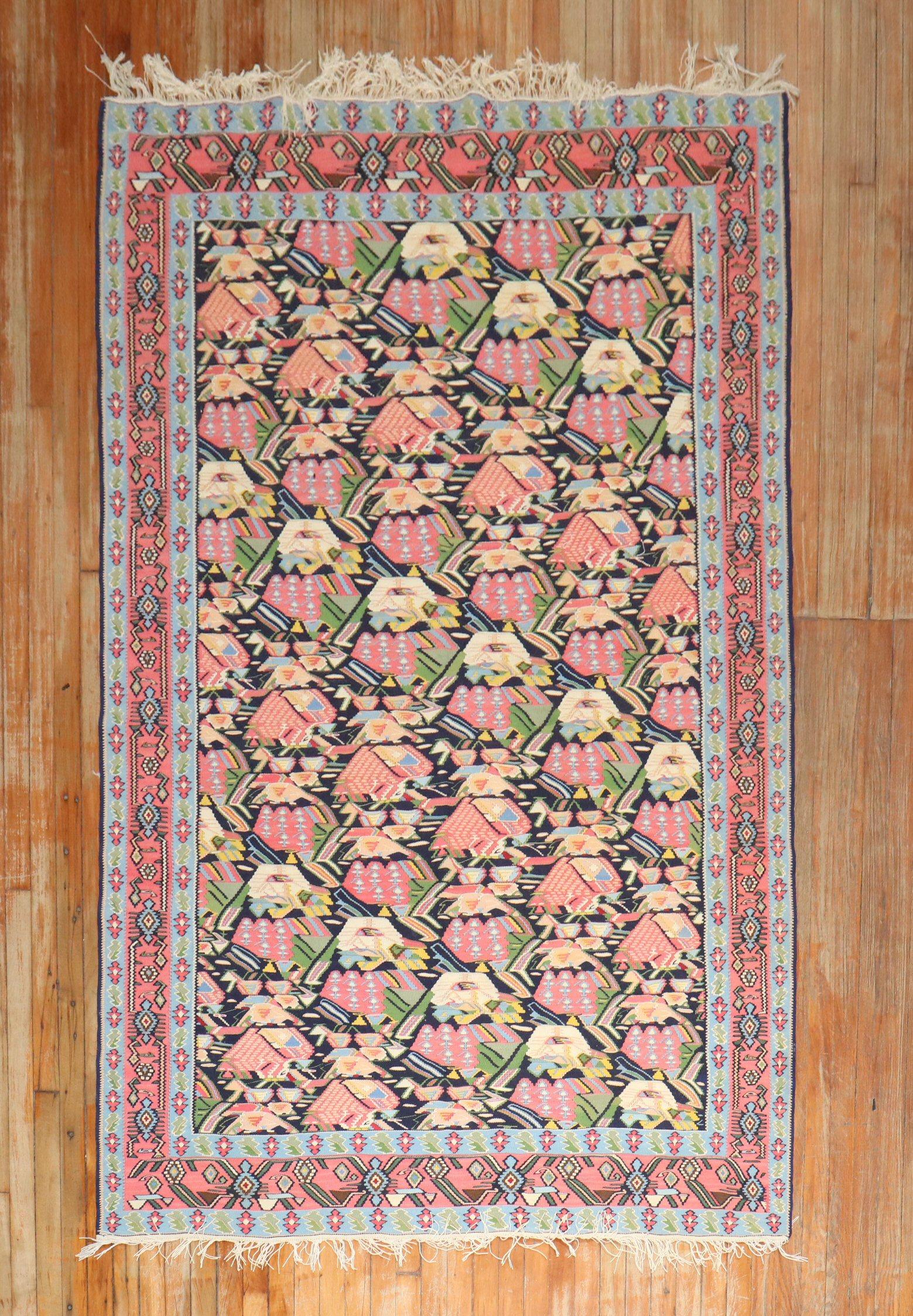 Zabihi Collection Antique Persian Senneh Kilim  For Sale 4