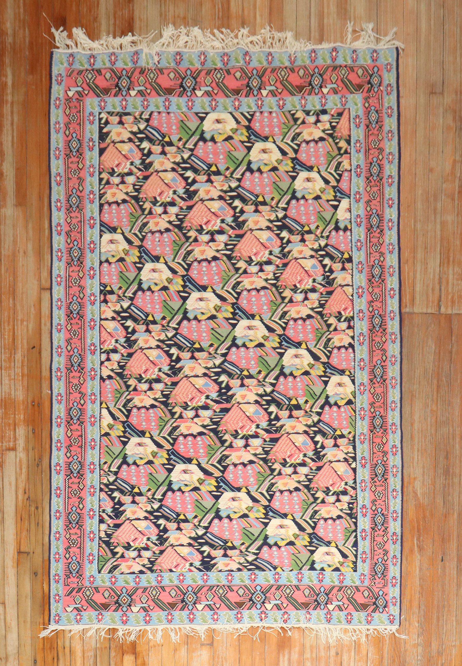 Zabihi Collection Antique Persian Senneh Kilim For Sale 4