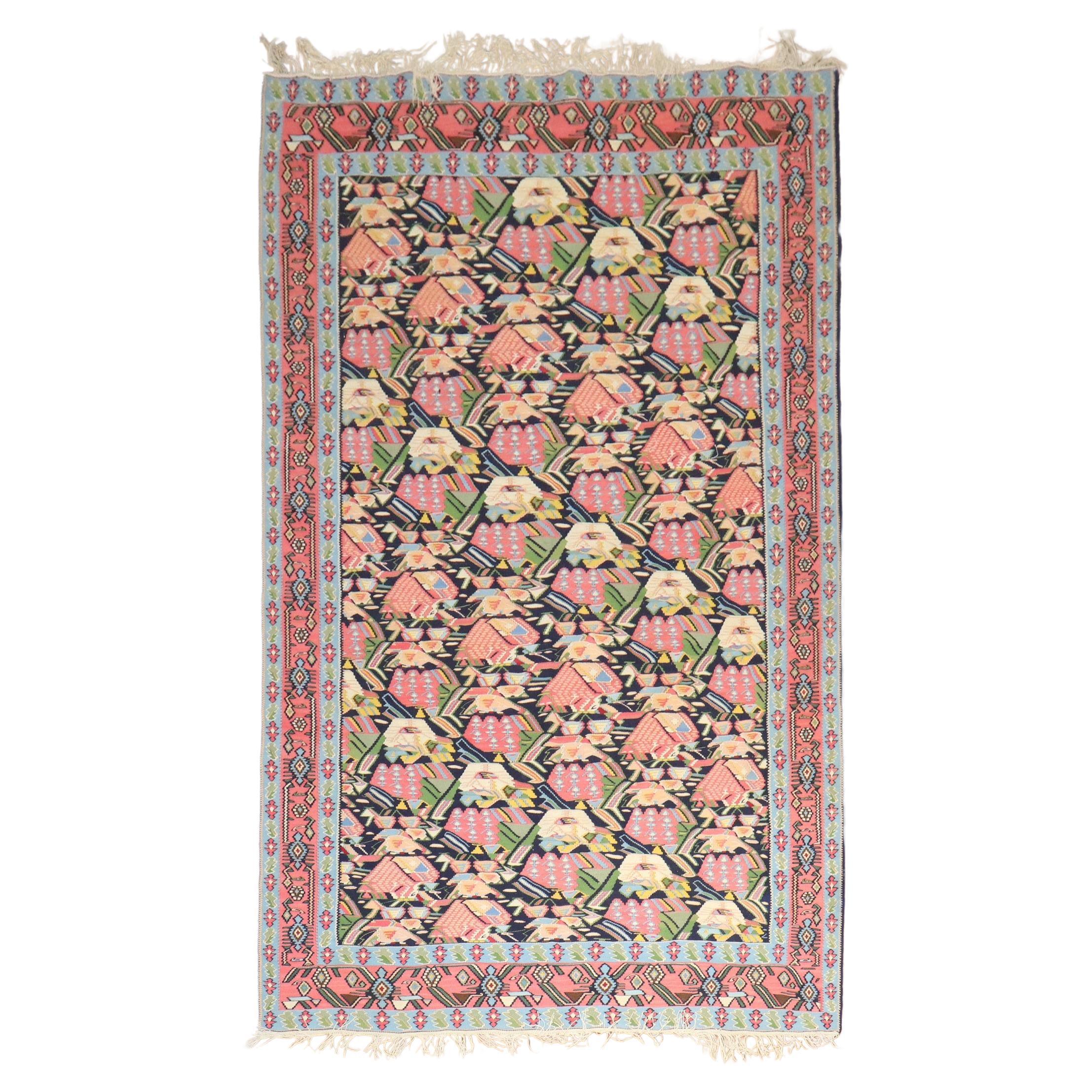 Zabihi Collection Antique Persian Senneh Kilim  For Sale
