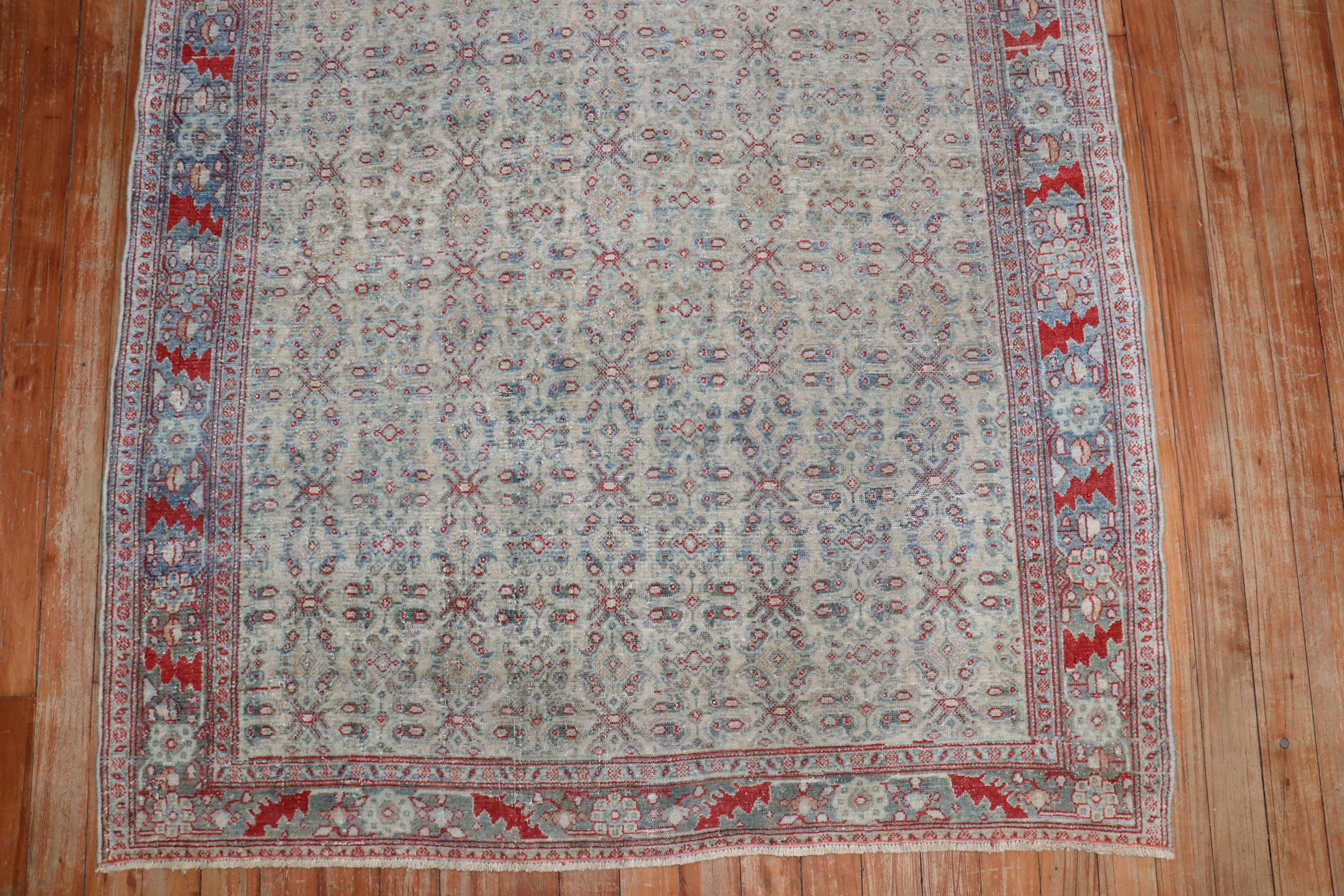American Colonial Zabihi Collection Antique Persian Senneh Rug For Sale