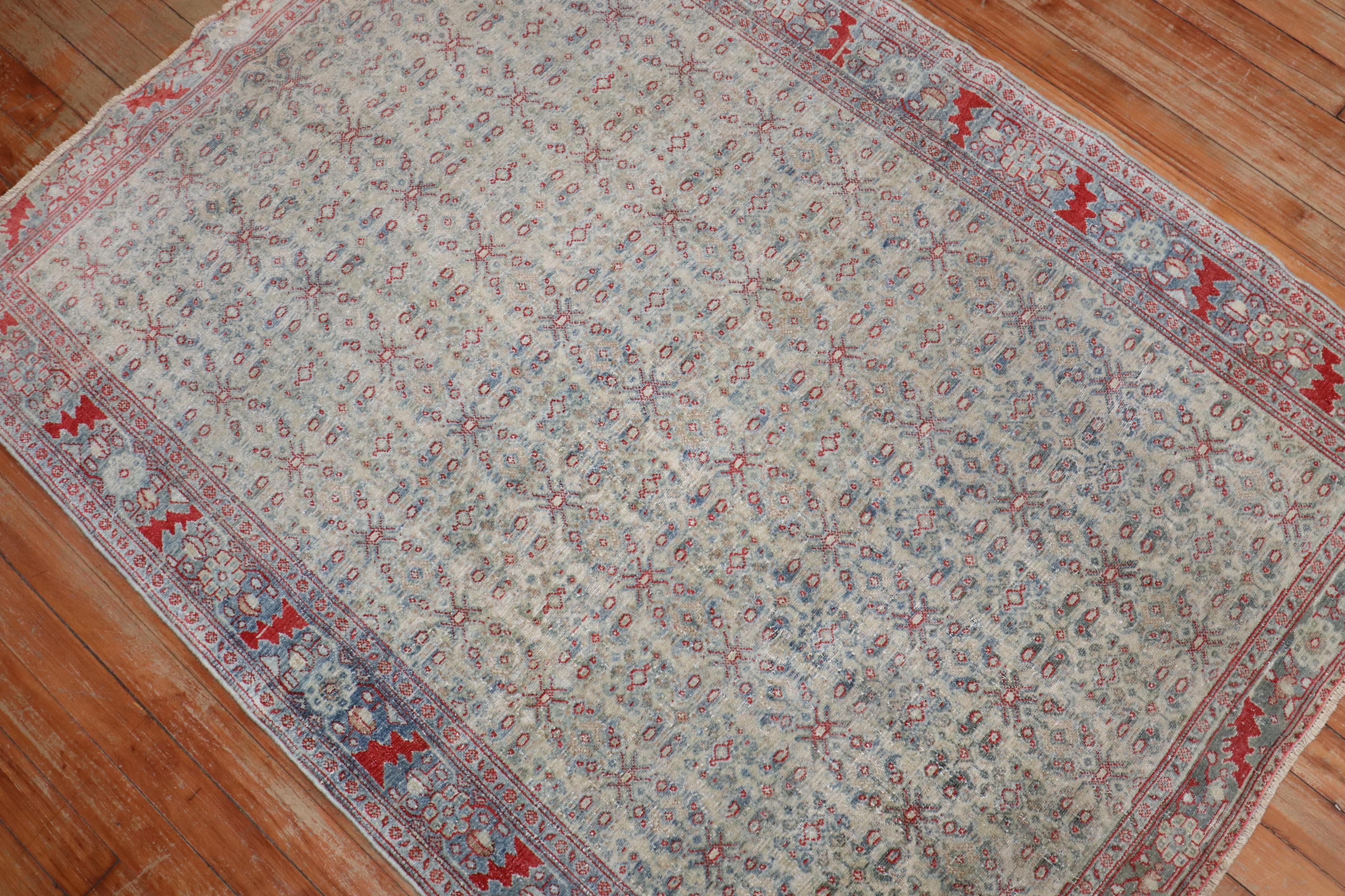 Hand-Woven Zabihi Collection Antique Persian Senneh Rug For Sale